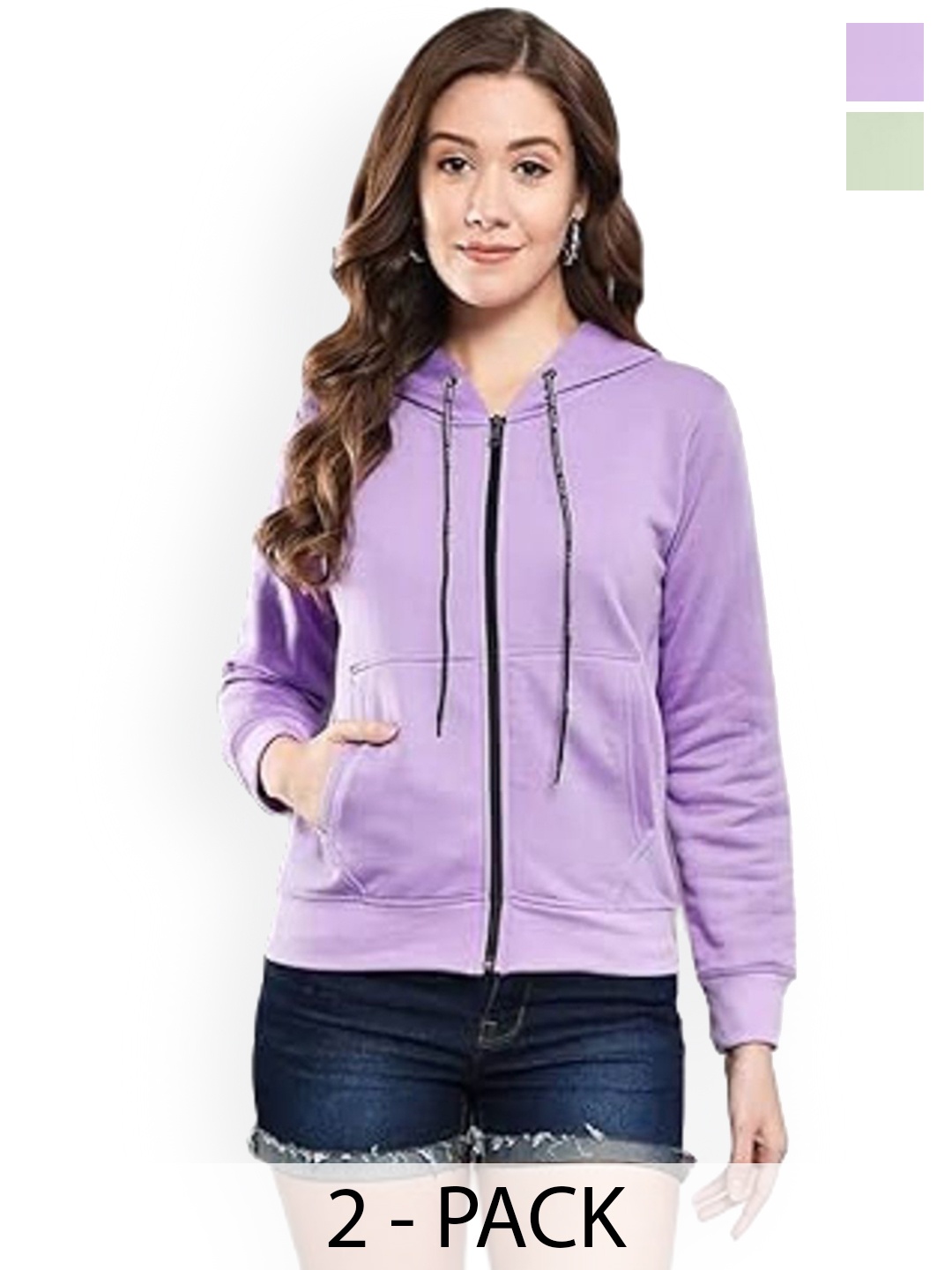 Funday Fashion Women Pack Of 2 Hooded Solid Fleece Casual Open Front Jackets, Purple
Funday Fashion Women Pack Of 2 Hooded Solid Fleece Casual Open Front Jackets, Purple