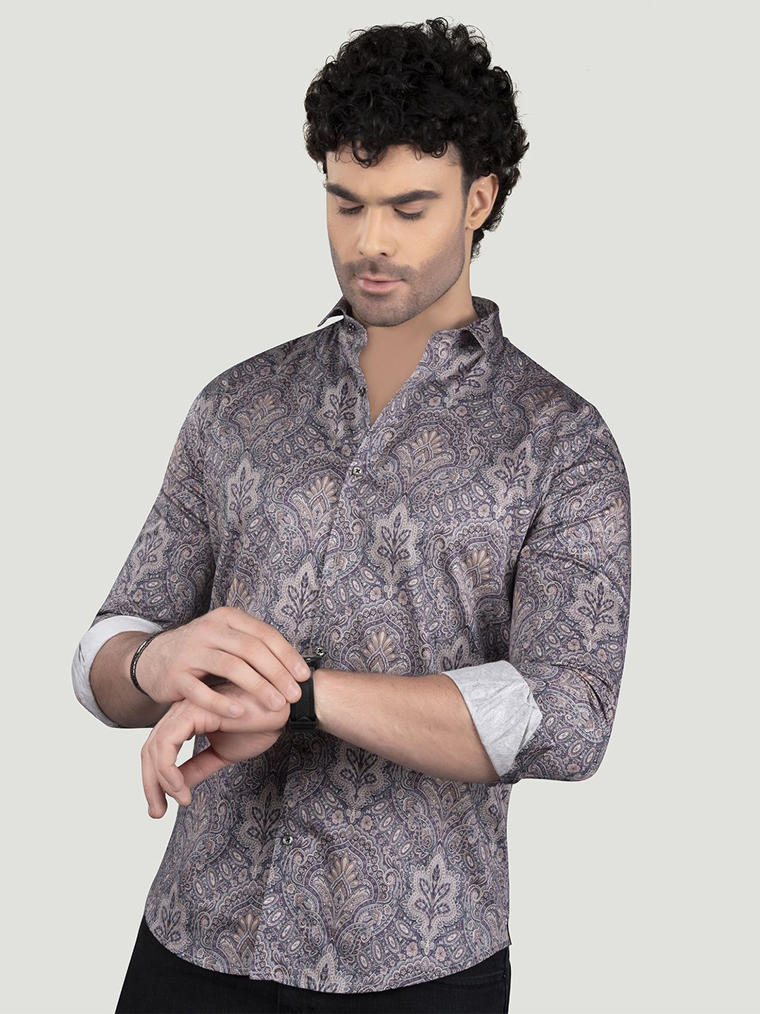 ALMATY Men Comfort Spread Collar Ethnic Motifs Printed Cotton Slim Fit Casual Shirt, Purple
ALMATY Men Comfort Spread Collar Ethnic Motifs Printed Cotton Slim Fit Casual Shirt, Purple