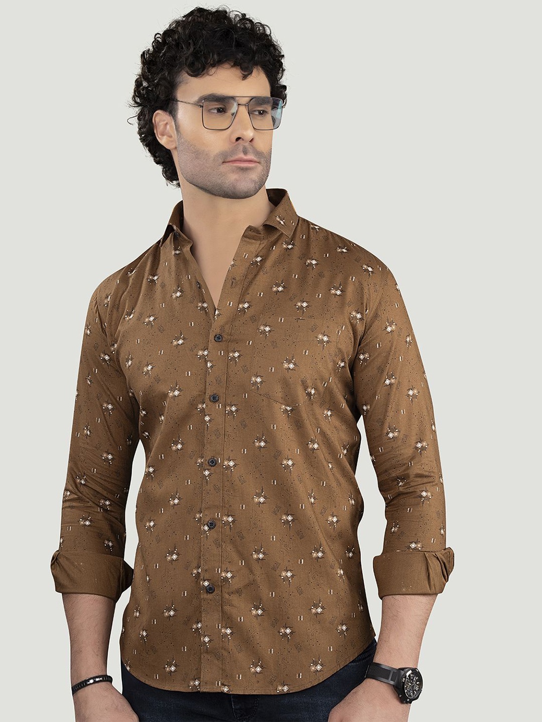 ALMATY Men Comfort Spread Collar Conversational Printed Cotton Slim Fit Casual Shirt, Brown
ALMATY Men Comfort Spread Collar Conversational Printed Cotton Slim Fit Casual Shirt, Brown
