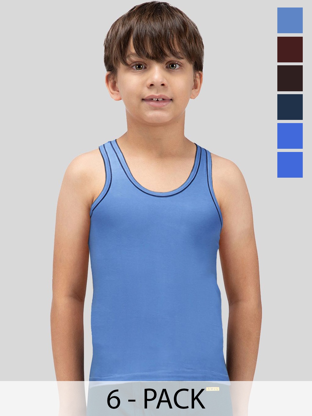 AMUL COMFY Boys Pack of 6 Pure Cotton VestsAC-DF-VE-RN-KIDS-AF-LB-MA-RB-SB-RB-73-6P, Navy blue
AMUL COMFY Boys Pack of 6 Pure Cotton VestsAC-DF-VE-RN-KIDS-AF-LB-MA-RB-SB-RB-73-6P, Navy blue