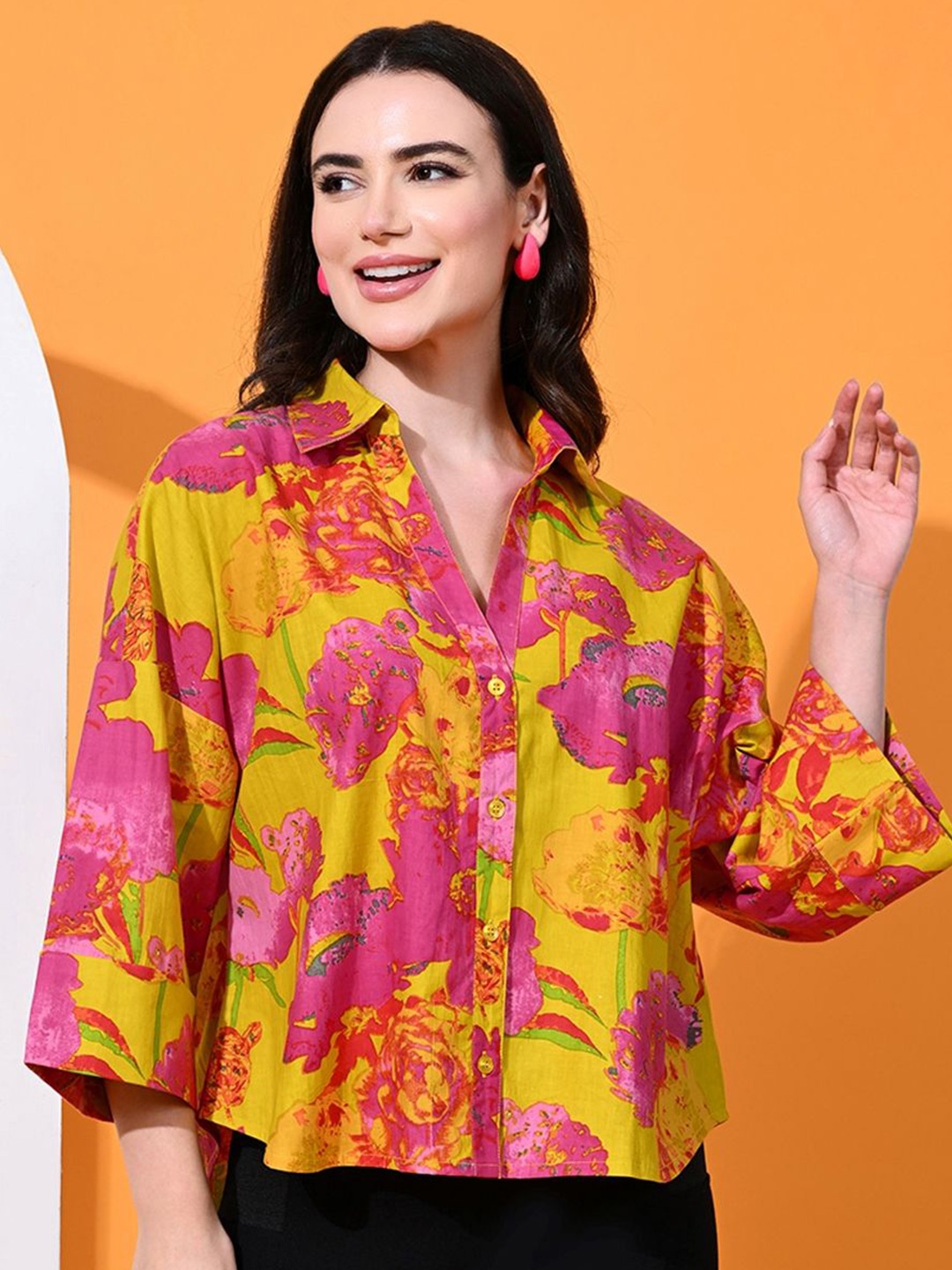 PRETTY LOVING THING Women Spread Collar Floral Printed Cotton Oversized Casual Shirt, Yellow
PRETTY LOVING THING Women Spread Collar Floral Printed Cotton Oversized Casual Shirt, Yellow