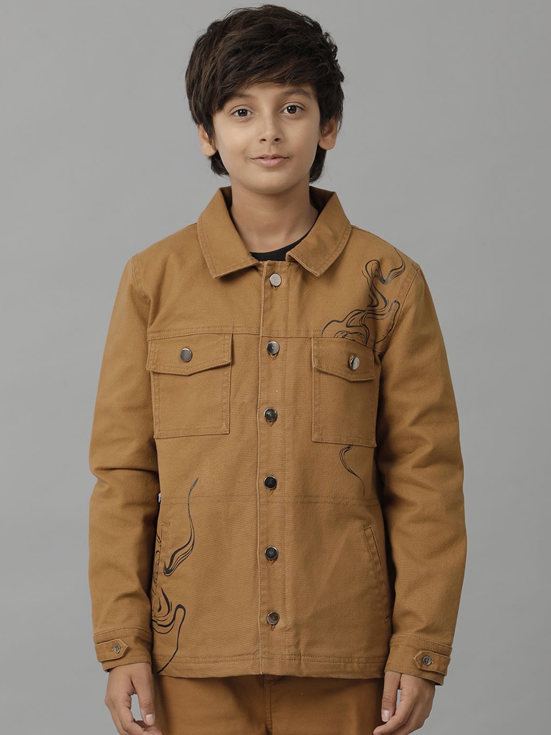 UNDER FOURTEEN ONLY Boys Spread Collar Abstract Printed Cotton Casual Denim Jacket, Brown
UNDER FOURTEEN ONLY Boys Spread Collar Abstract Printed Cotton Casual Denim Jacket, Brown