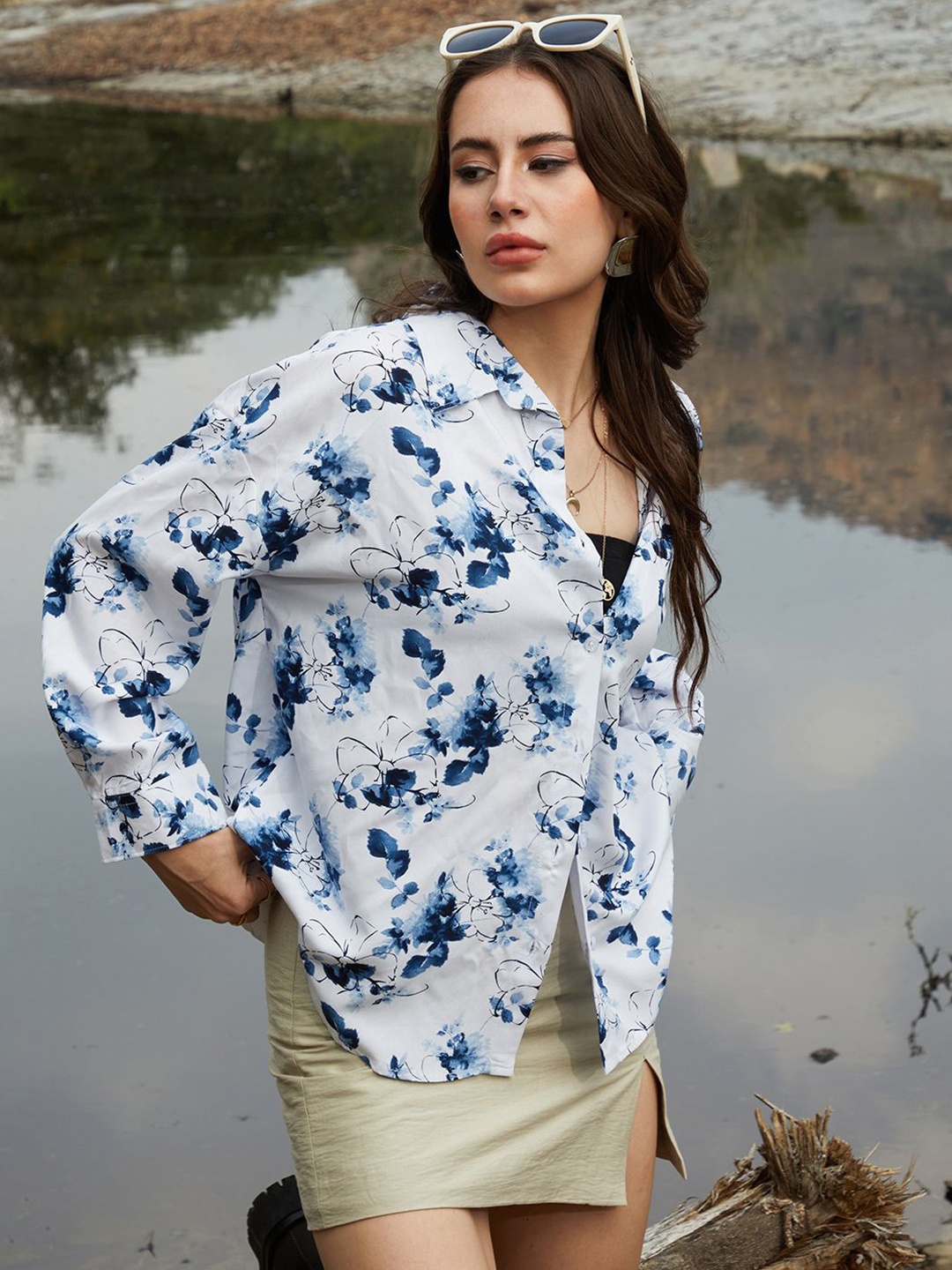 Campus Sutra Women Comfort Spread Collar Floral Printed Oversized Casual Shirt, White
Campus Sutra Women Comfort Spread Collar Floral Printed Oversized Casual Shirt, White