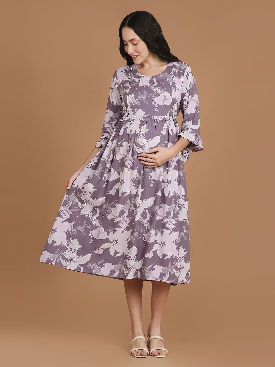 NIGHTSPREE Women Floral Printed Gathered Maternity Fit & Flare Dress Comes with a belt, White
NIGHTSPREE Women Floral Printed Gathered Maternity Fit & Flare Dress Comes with a belt, White