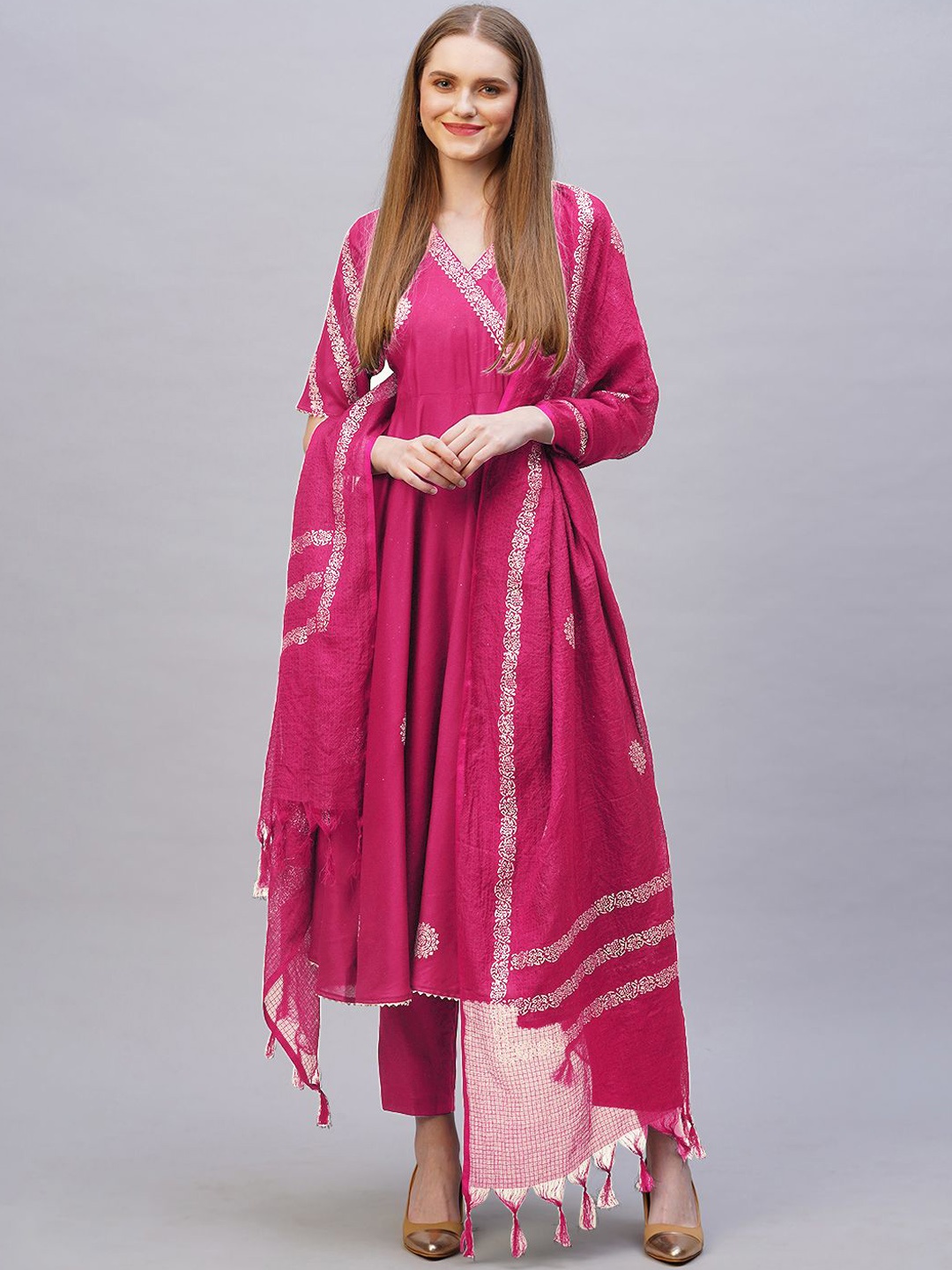 KALINI Floral Printed Angarkha Styled Anrakali Kurta With Trousers & Dupatta, Pink
KALINI Floral Printed Angarkha Styled Anrakali Kurta With Trousers & Dupatta, Pink