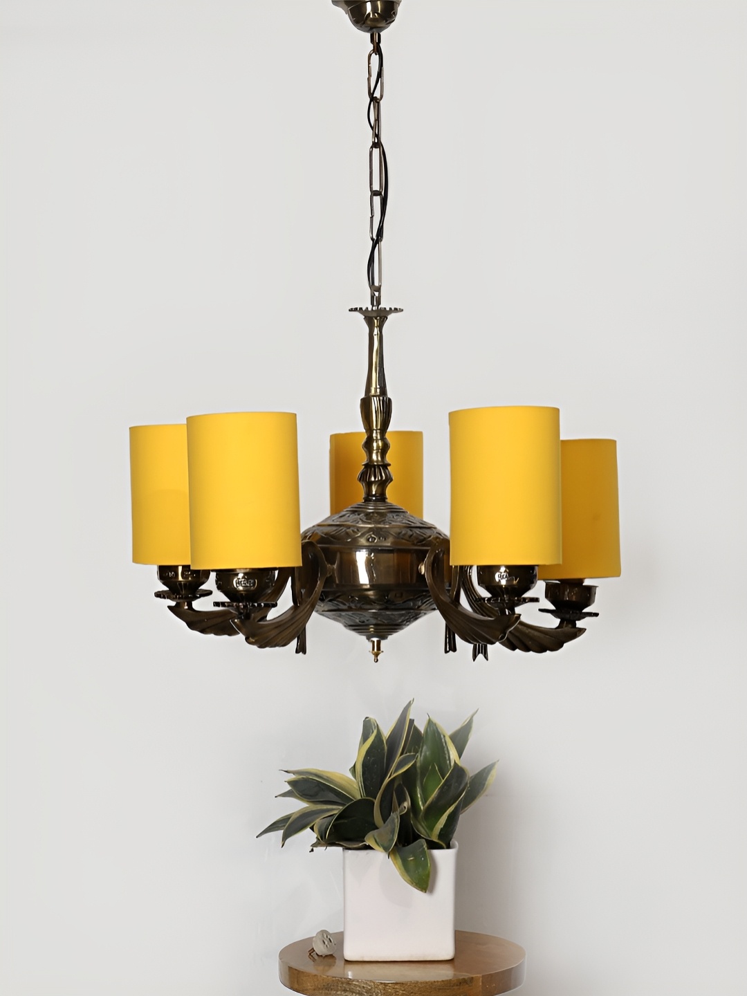Devansh Yellow Round cotton shade with Antique Golden Chandelier Metal Ceiling Lamp
Devansh Yellow Round cotton shade with Antique Golden Chandelier Metal Ceiling Lamp