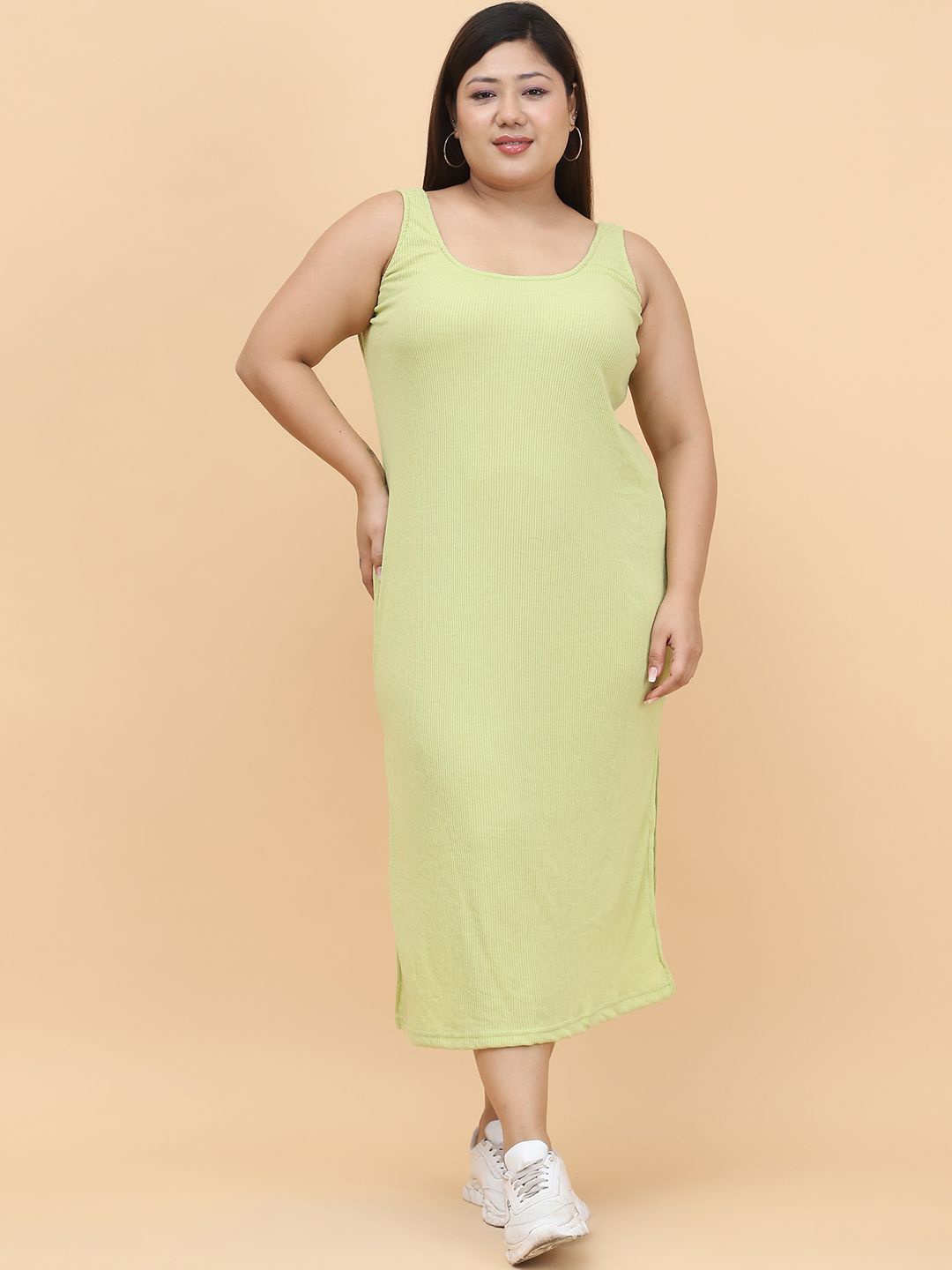 theRebelinme Women Cotton Self Design Sleeveless Round Neck A-Line Plus Size Midi Dress, Green
theRebelinme Women Cotton Self Design Sleeveless Round Neck A-Line Plus Size Midi Dress, Green