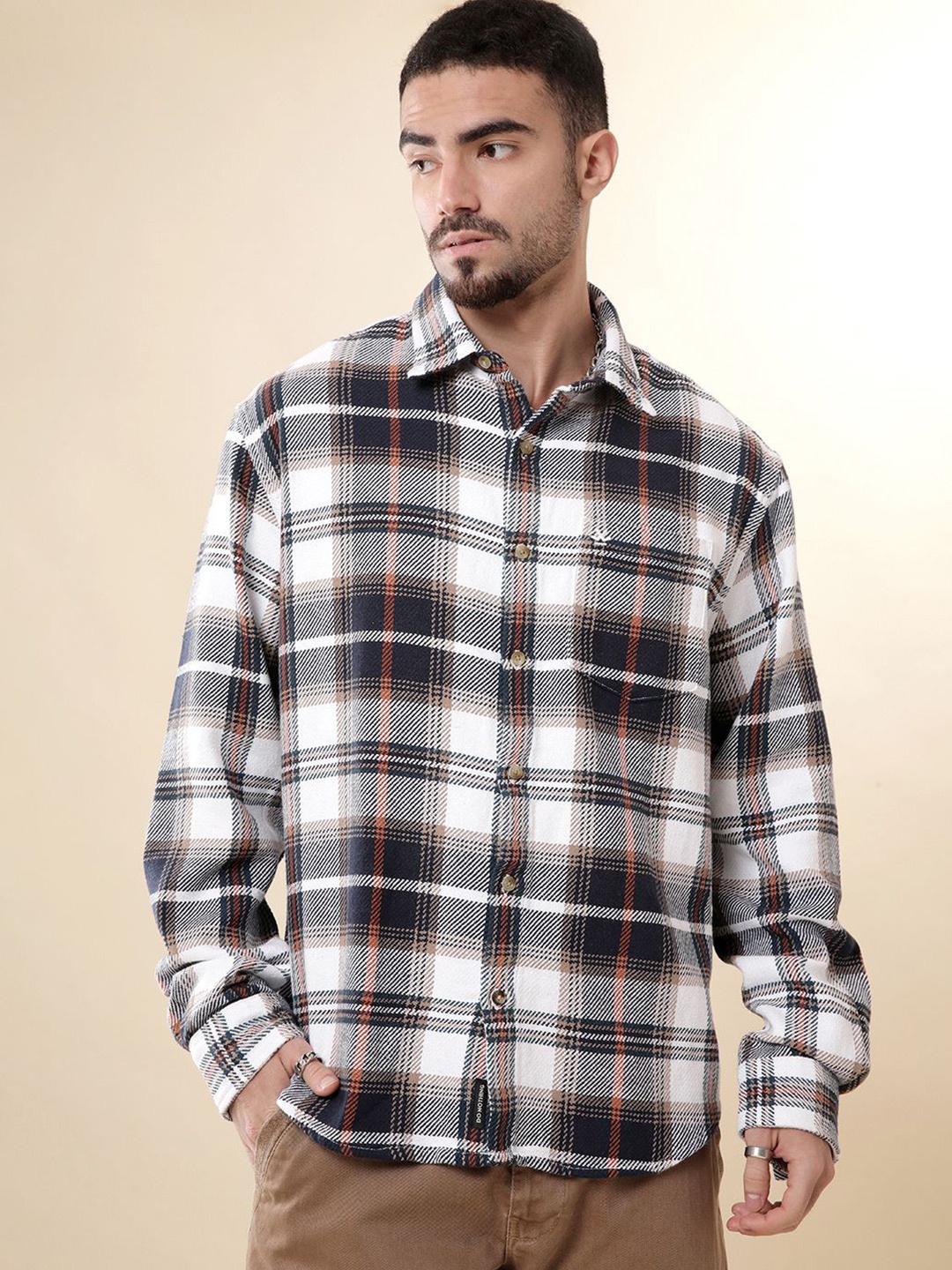 WROGN Men Comfort Spread Collar Tartan Checked Cotton Relaxed Fit Casual Shirt, Navy blue
WROGN Men Comfort Spread Collar Tartan Checked Cotton Relaxed Fit Casual Shirt, Navy blue