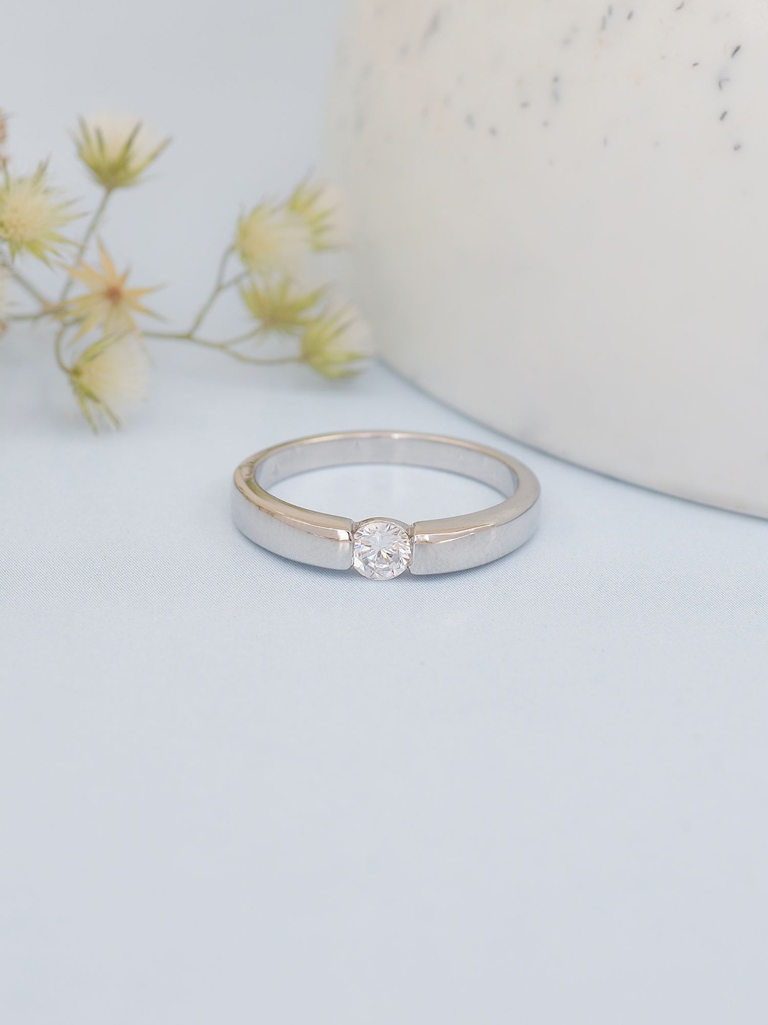 Ornate Jewels 925 Sterling Silver Rhodium-Plated Americn Diamond Studded Finger Ring
Ornate Jewels 925 Sterling Silver Rhodium-Plated Americn Diamond Studded Finger Ring