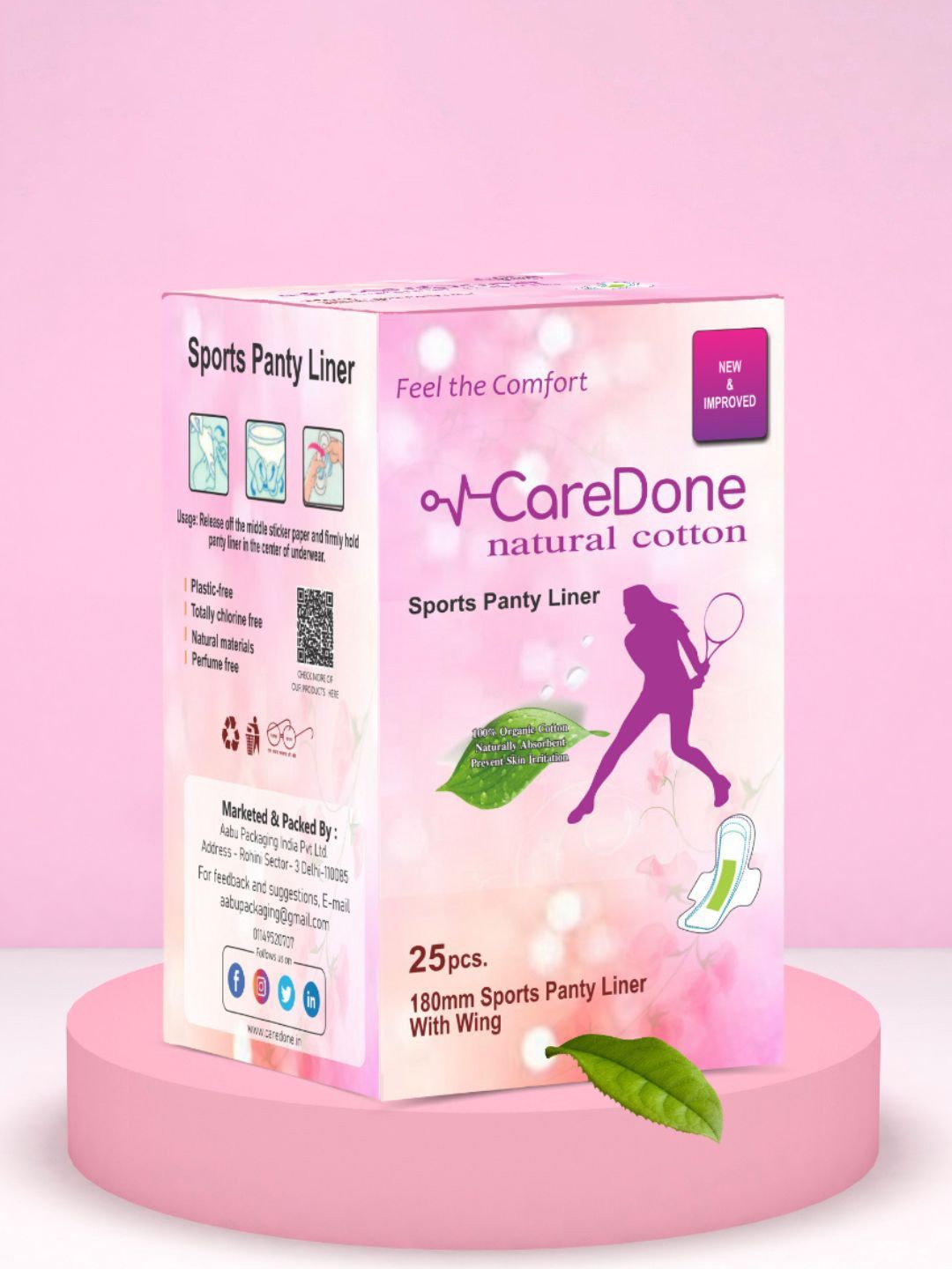 CareDone Organic Cotton Ultra Thin Sports Panty Liners With Wing - 25 Pcs, White
CareDone Organic Cotton Ultra Thin Sports Panty Liners With Wing - 25 Pcs, White