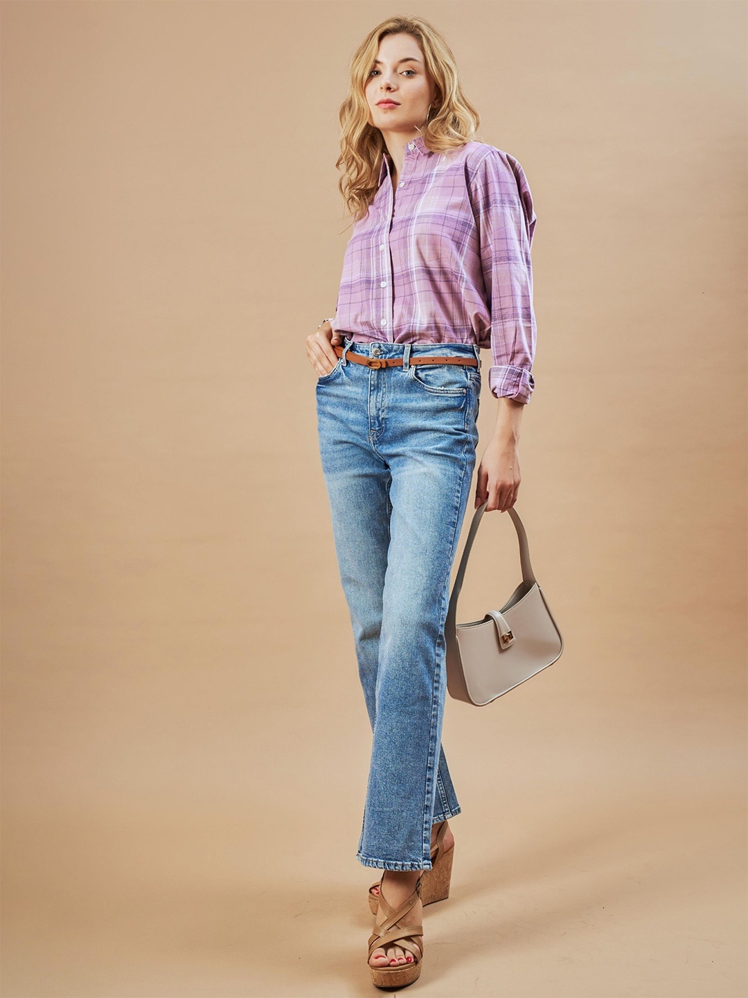 Gazillion Women Original Spread Collar Tartan Checked Cotton Semiformal Shirt, Lavender
Gazillion Women Original Spread Collar Tartan Checked Cotton Semiformal Shirt, Lavender
