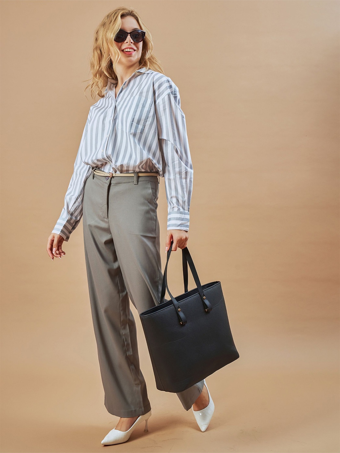 Gazillion Women Original Vertical Striped Cotton Relaxed Fit Semiformal Shirt, White
Gazillion Women Original Vertical Striped Cotton Relaxed Fit Semiformal Shirt, White