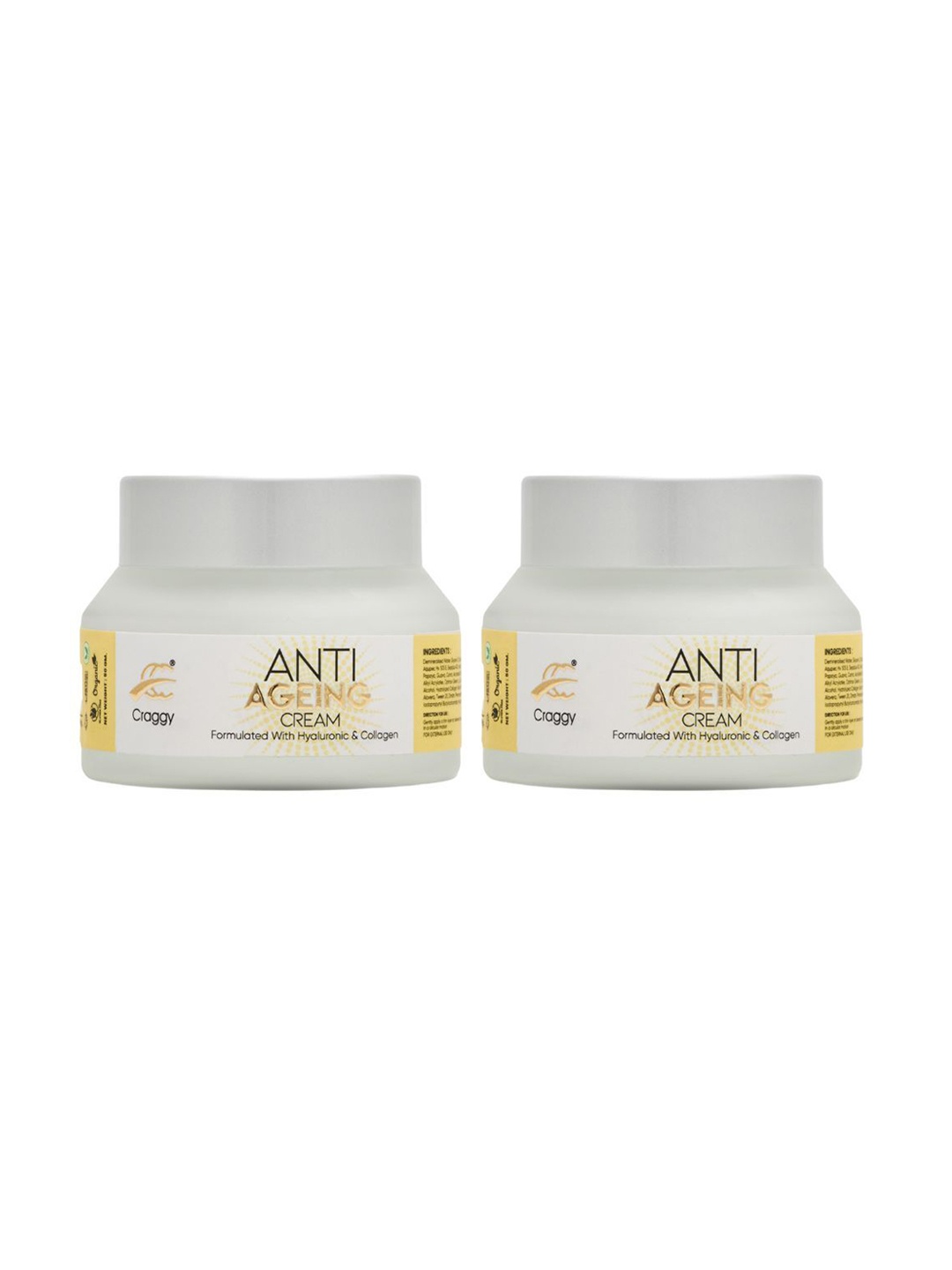 Craggy Cosmetic Set Of 2 Anti Ageing Cream With Hyaluronic & Collagen- 50g Each, White
Craggy Cosmetic Set Of 2 Anti Ageing Cream With Hyaluronic & Collagen- 50g Each, White