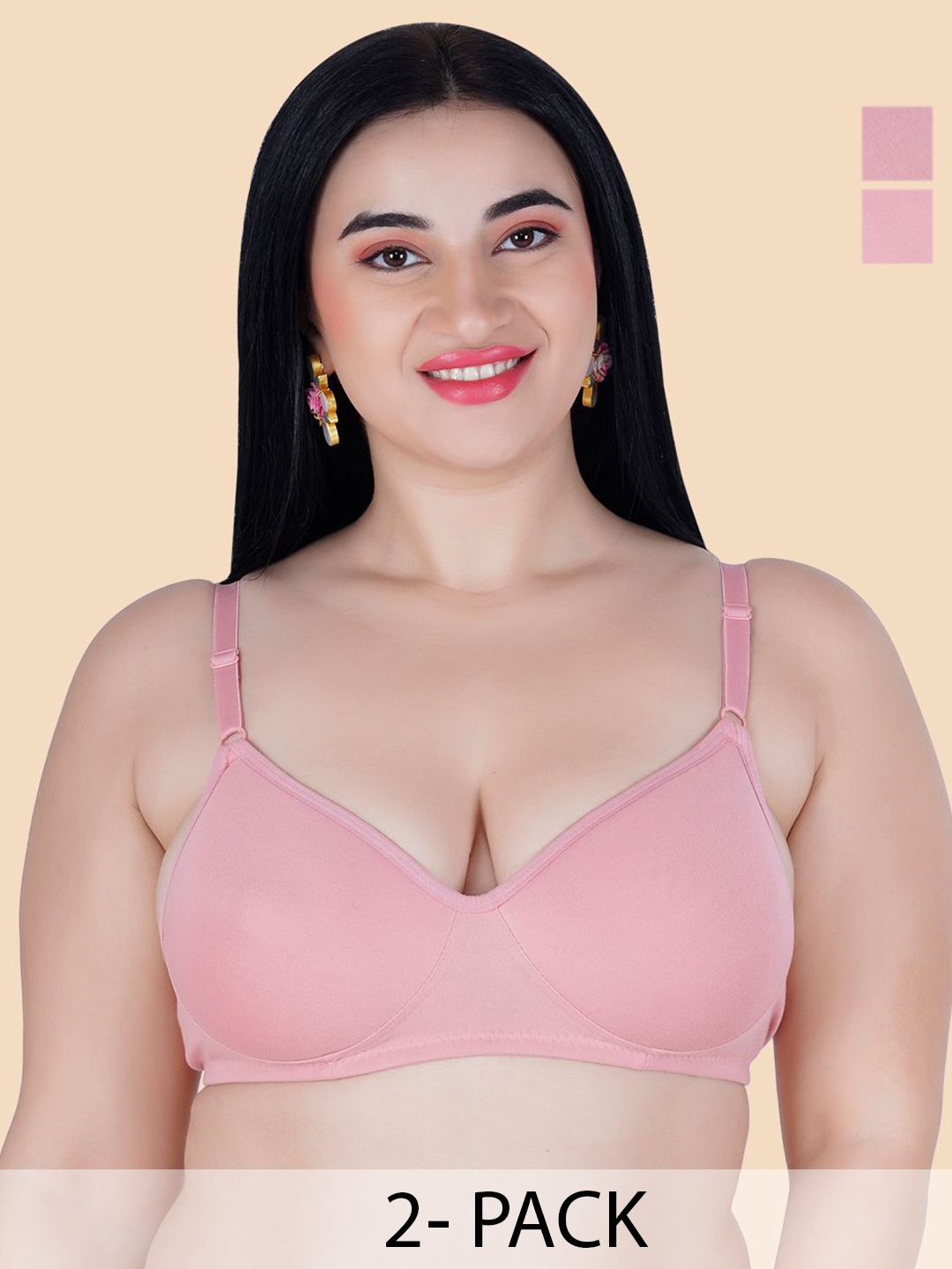 KOMLI Pack Of 2 Cotton Full Coverage Underwired Lightly Padded Push-Up Bra, Pink
KOMLI Pack Of 2 Cotton Full Coverage Underwired Lightly Padded Push-Up Bra, Pink