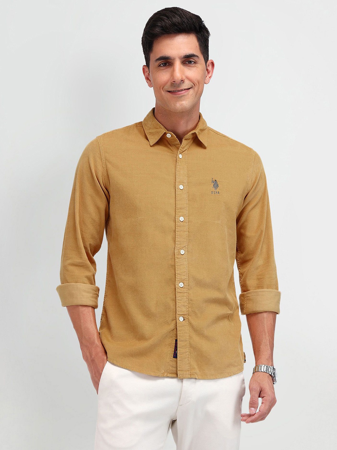 U.S. Polo Assn. Denim Co. Men Cutaway Collar Solid Cotton Slim Fit Casual Shirt, Yellow
U.S. Polo Assn. Denim Co. Men Cutaway Collar Solid Cotton Slim Fit Casual Shirt, Yellow