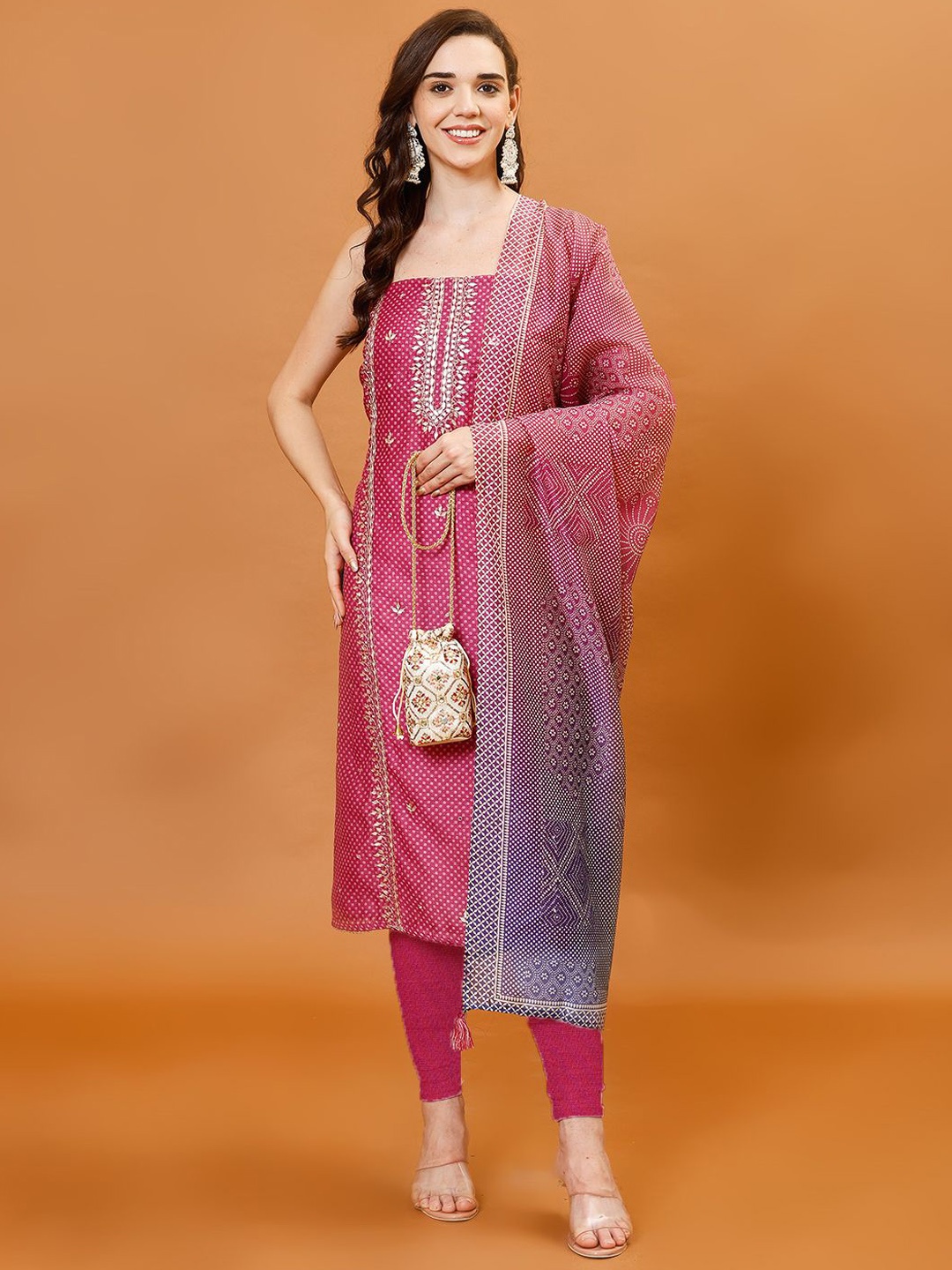 Meena Bazaar Geometric Embroidered Mirror Work Art Silk Unstitched Dress Material, Magenta
Meena Bazaar Geometric Embroidered Mirror Work Art Silk Unstitched Dress Material, Magenta