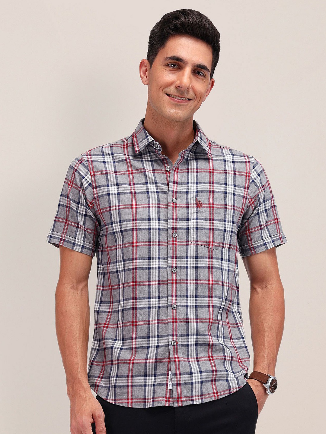 U.S. Polo Assn. Men Cutaway Collar Tartan Checked Cotton Tailored Fit Casual Shirt, Grey
U.S. Polo Assn. Men Cutaway Collar Tartan Checked Cotton Tailored Fit Casual Shirt, Grey