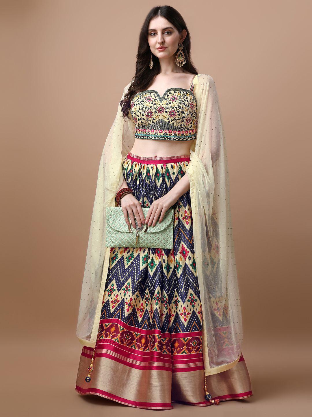 VANAKARA Floral Embroidered Mirror Work Ready to Wear Lehenga & Blouse With Dupatta, Cream
VANAKARA Floral Embroidered Mirror Work Ready to Wear Lehenga & Blouse With Dupatta, Cream