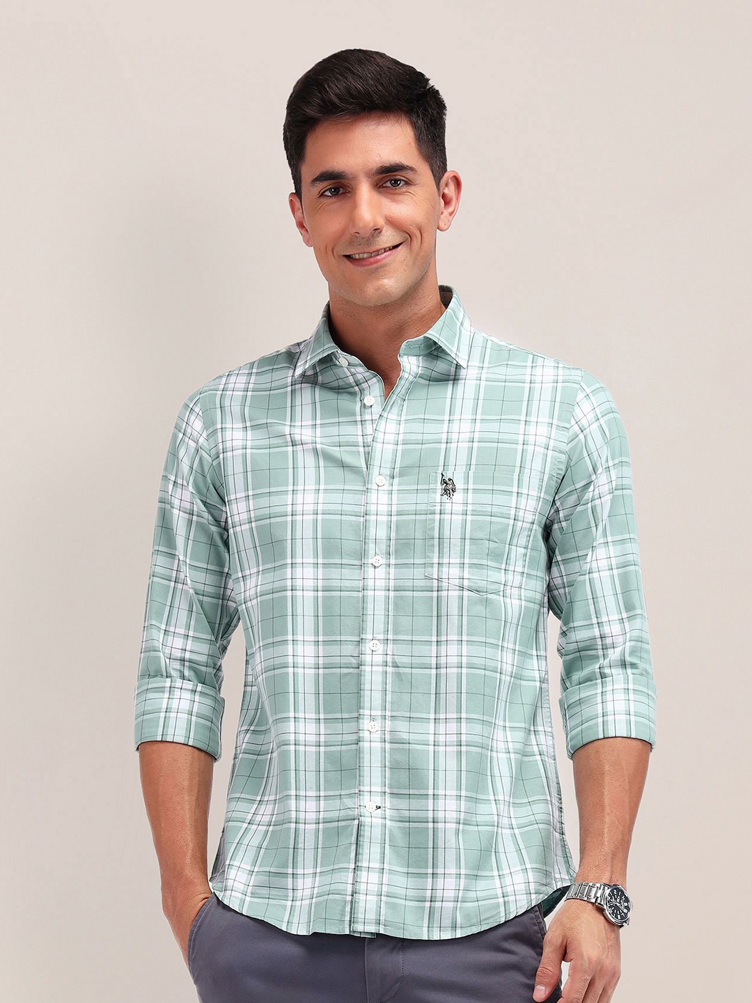 U.S. Polo Assn. Men Cutaway Collar Tartan Checked Cotton Tailored Fit Casual Shirt, Blue
U.S. Polo Assn. Men Cutaway Collar Tartan Checked Cotton Tailored Fit Casual Shirt, Blue