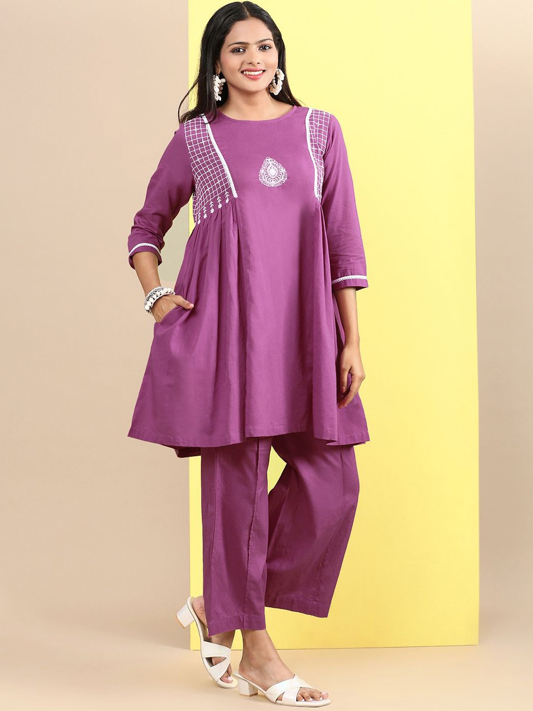 Styli Floral Embroidered Thead Work Pure Cotton A-Line Kurta Wwith Palazzos, Magenta
Styli Floral Embroidered Thead Work Pure Cotton A-Line Kurta Wwith Palazzos, Magenta