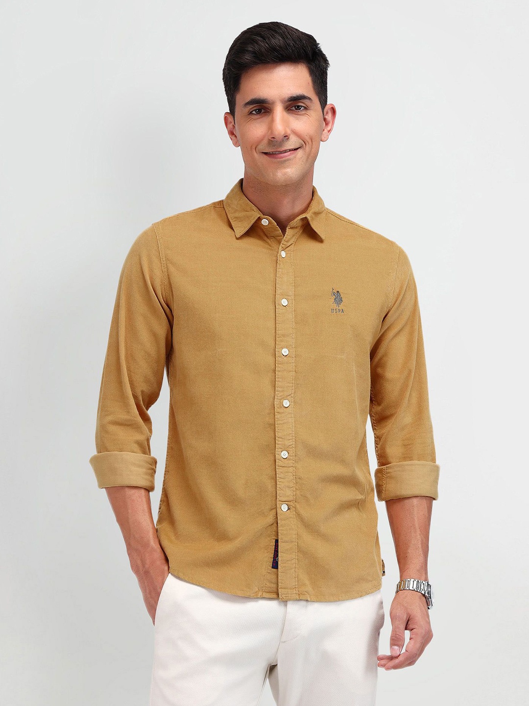 U.S. Polo Assn. Denim Co. Men Cutaway Collar Solid Cotton Slim Fit Casual Shirt, Yellow
U.S. Polo Assn. Denim Co. Men Cutaway Collar Solid Cotton Slim Fit Casual Shirt, Yellow