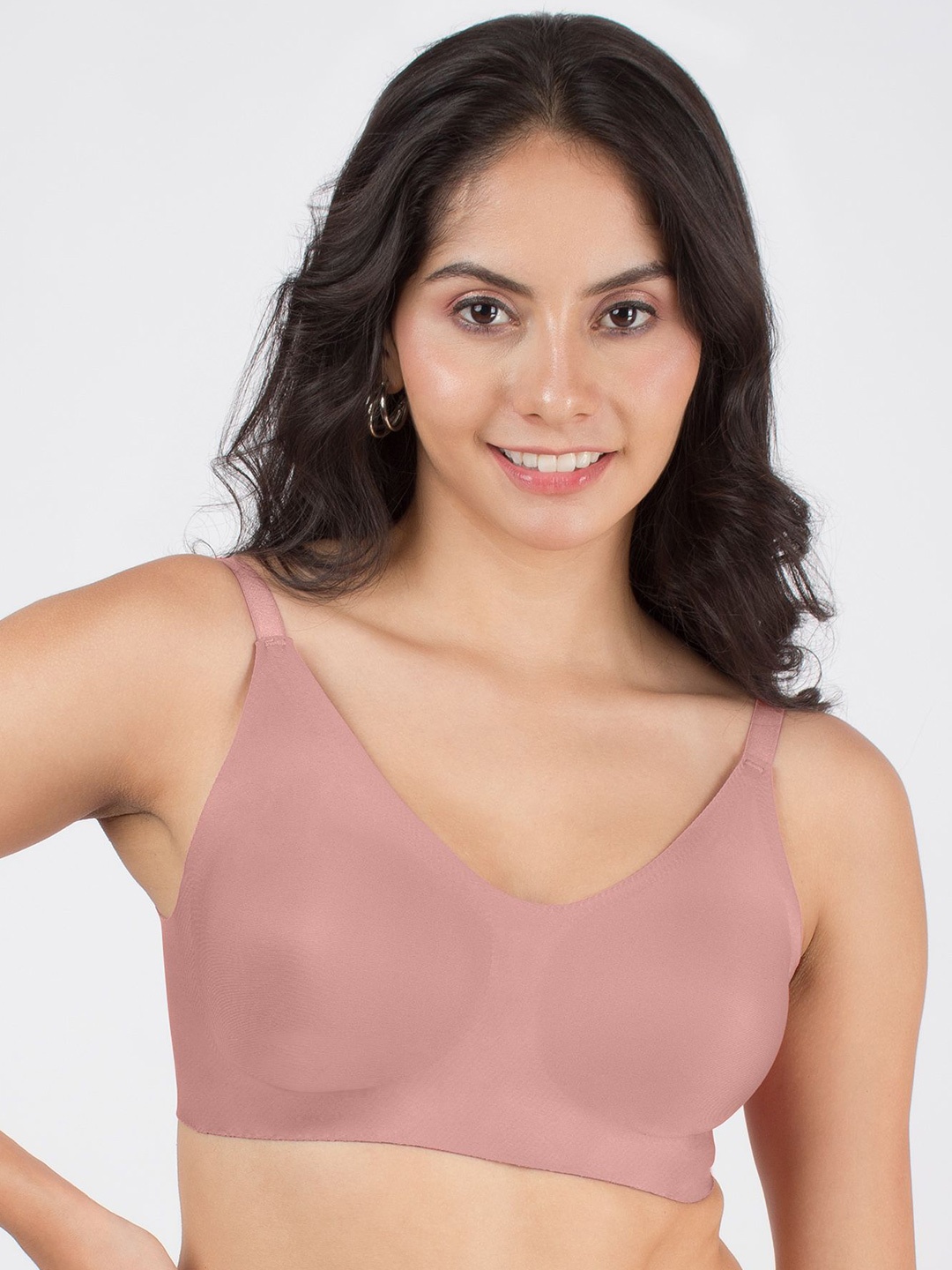 Dressberry Lightly Padded Invisibra Elastic-Free Bottom Band Seamless Bonded Bra, Pink
Dressberry Lightly Padded Invisibra Elastic-Free Bottom Band Seamless Bonded Bra, Pink