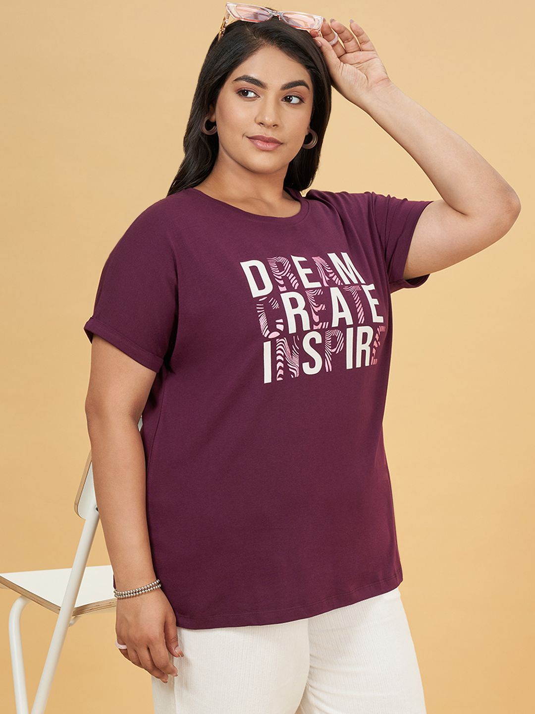 Honey Curvytude by Pantaloons Women Typography Printed Cotton Regular Top, Purple
Honey Curvytude by Pantaloons Women Typography Printed Cotton Regular Top, Purple