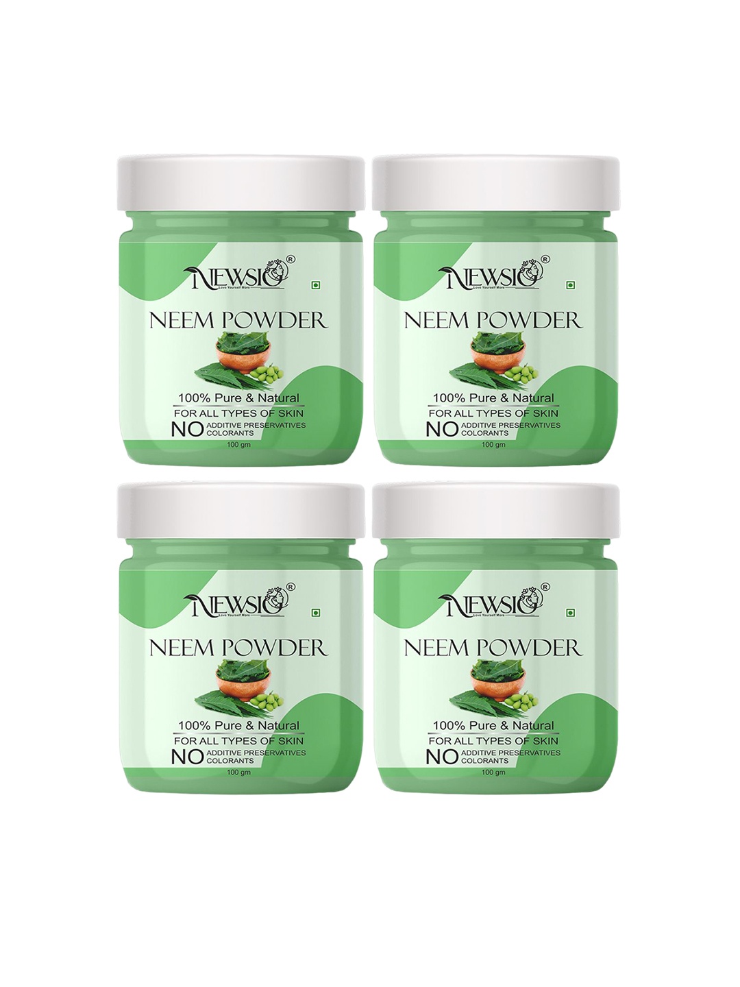 Newsio Set Of 4 Pure & Natural Neem Leaves Powder For Skin & Hair - 100g Each, Green
Newsio Set Of 4 Pure & Natural Neem Leaves Powder For Skin & Hair - 100g Each, Green