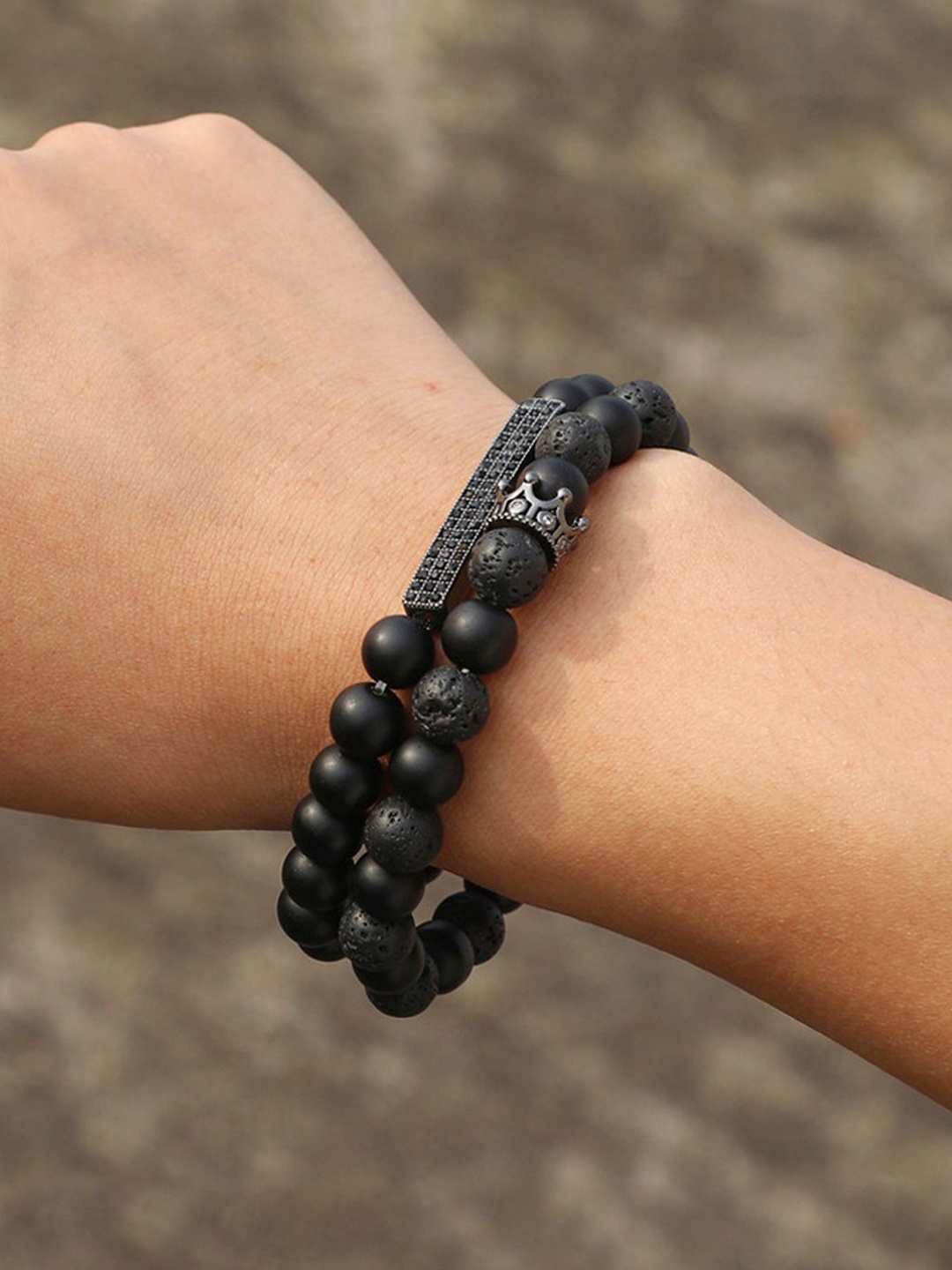 Designs & You Men Set Of 2 Silver-Plated Beaded Elasticated Bracelet, Black
Designs & You Men Set Of 2 Silver-Plated Beaded Elasticated Bracelet, Black