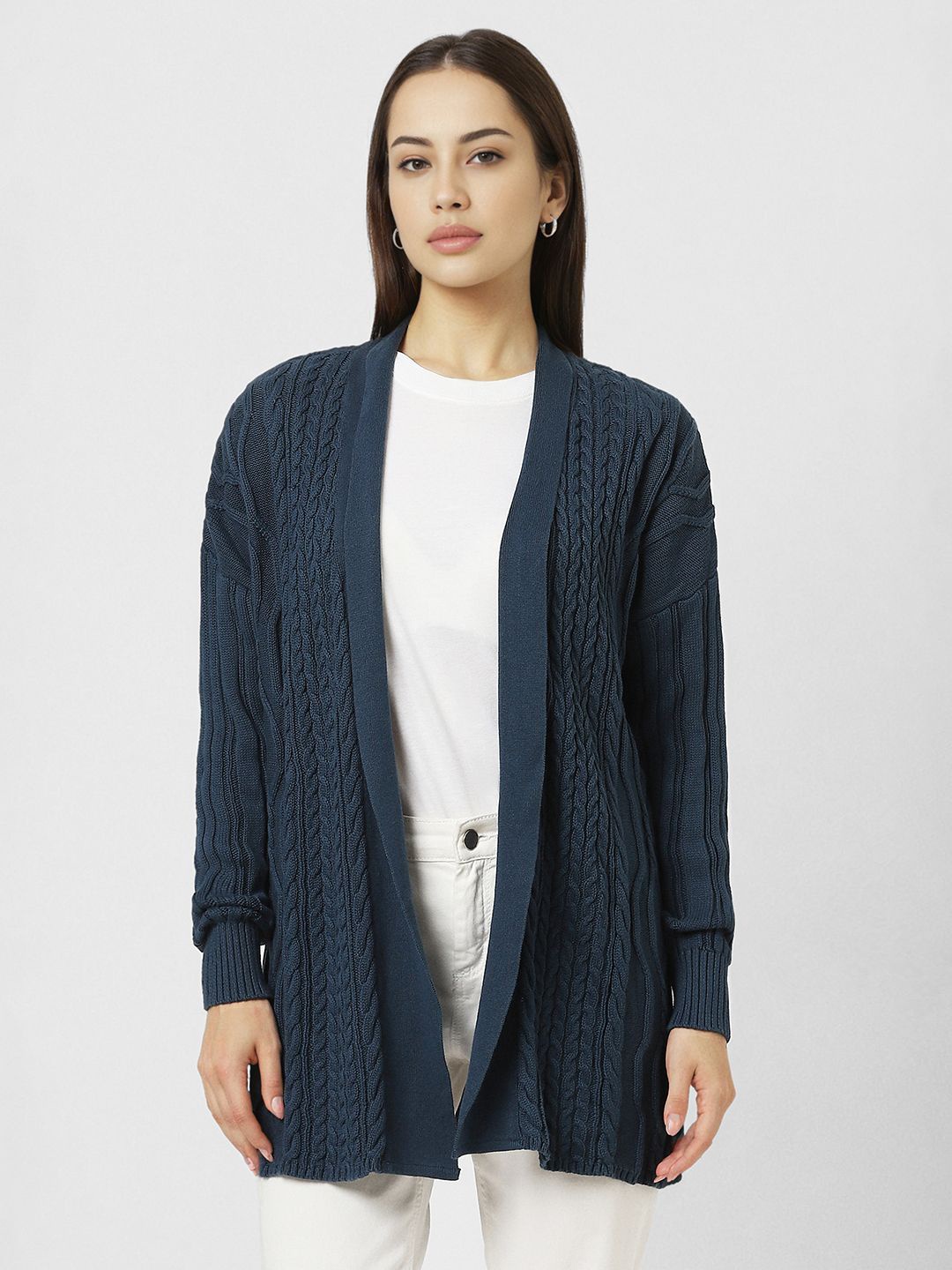 Van Heusen Woman Women Cable Knit Cotton Shawl Collar Front-Open Sweaters, Navy blue
Van Heusen Woman Women Cable Knit Cotton Shawl Collar Front-Open Sweaters, Navy blue