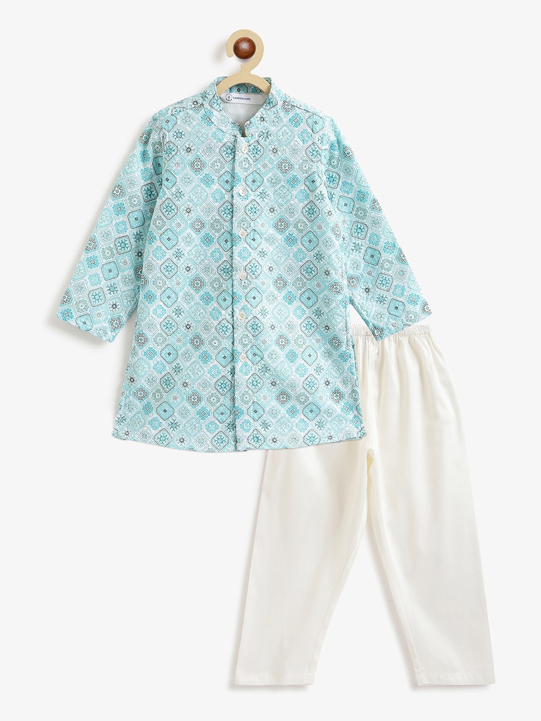 Campana Boys Geometric Printed Regular Straight Kurta with Pyjamas, Blue
Campana Boys Geometric Printed Regular Straight Kurta with Pyjamas, Blue