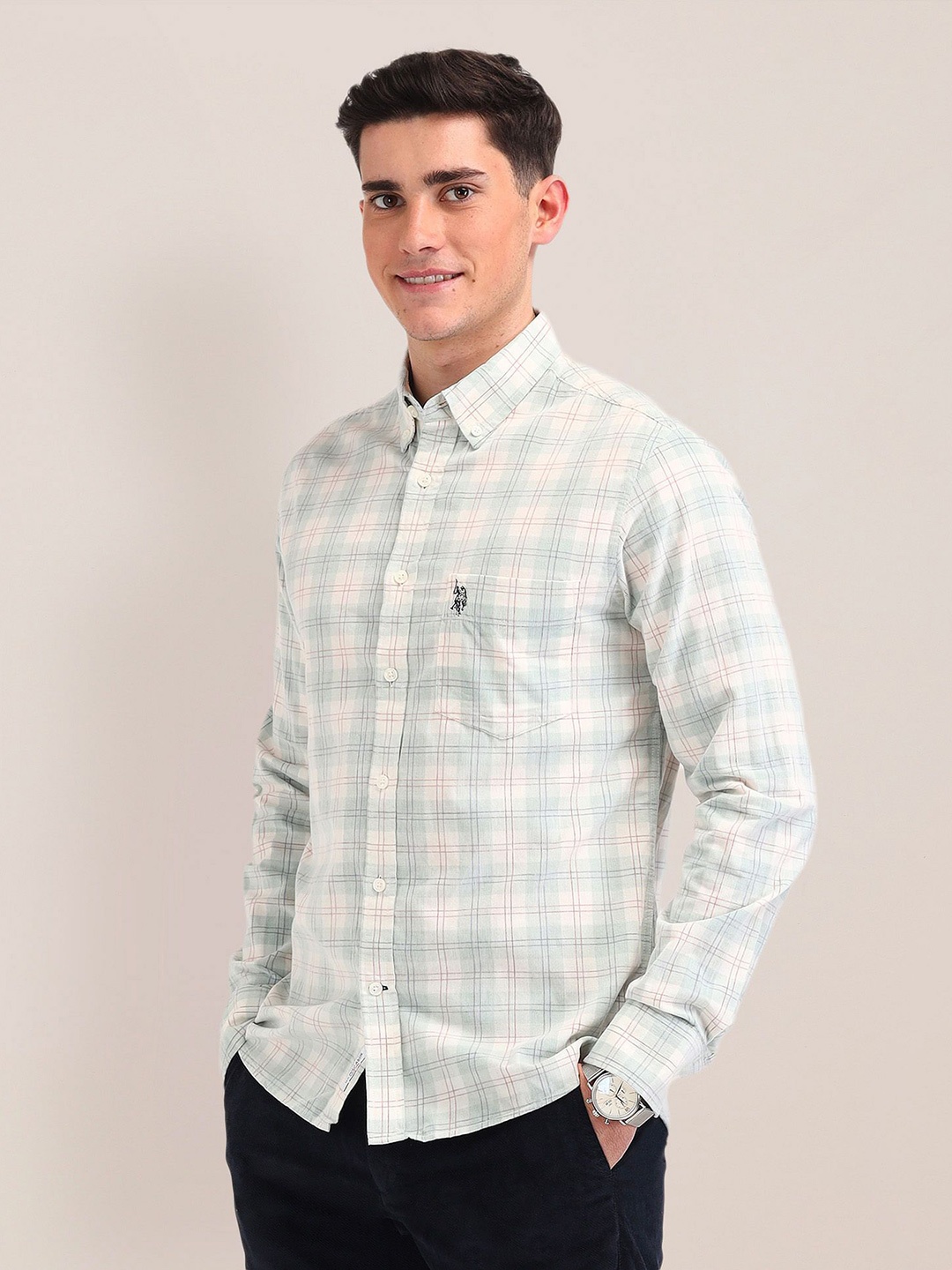 U.S. Polo Assn. Men Button-Down Collar Tartan Checked Cotton Tailored Fit Casual Shirt, Green
U.S. Polo Assn. Men Button-Down Collar Tartan Checked Cotton Tailored Fit Casual Shirt, Green