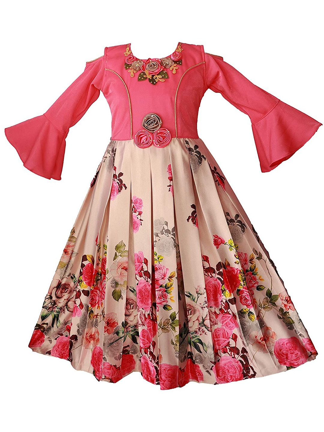 My Lil Princess Girl's Floral Printed Embellished Bell Sleeve Fit- Flare Maxi Dress, Pink
My Lil Princess Girl's Floral Printed Embellished Bell Sleeve Fit- Flare Maxi Dress, Pink