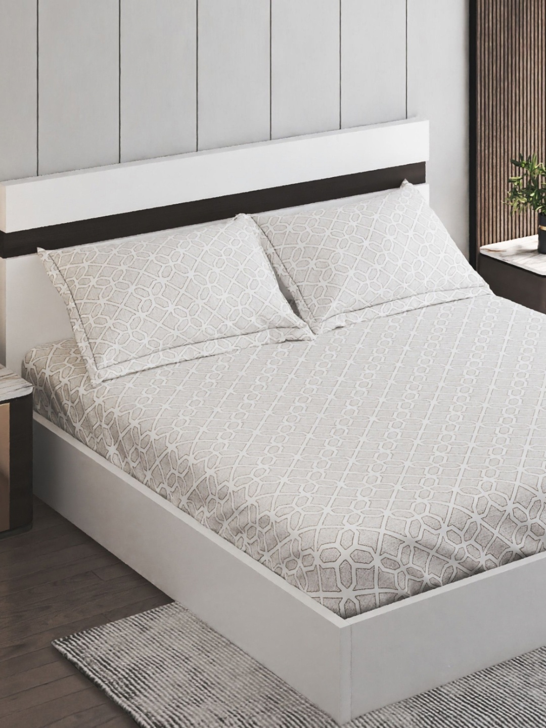 Home Centre Oxford Beige & White Floral Cotton 200 TC Super King Bedsheet Set-2.74mx2.74 m
Home Centre Oxford Beige & White Floral Cotton 200 TC Super King Bedsheet Set-2.74mx2.74 m