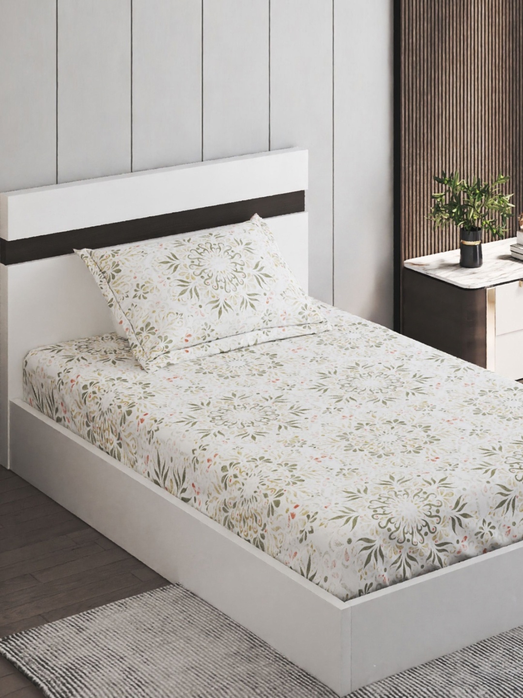 Home Centre Oxford Mirage Off White Printed Cotton 144 TC Single Bedsheet Set 2.28 x 1.52m
Home Centre Oxford Mirage Off White Printed Cotton 144 TC Single Bedsheet Set 2.28 x 1.52m