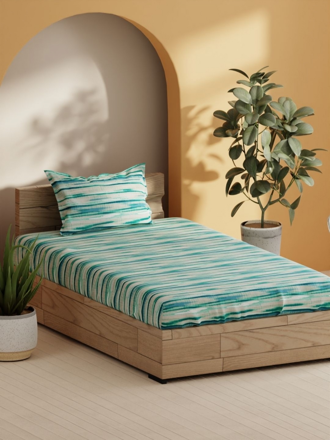 BIANCA Sienna Blue & Green Printed Pure Cotton 144 TC Single Bedsheet Set 2.29 x 1.52 m
BIANCA Sienna Blue & Green Printed Pure Cotton 144 TC Single Bedsheet Set 2.29 x 1.52 m