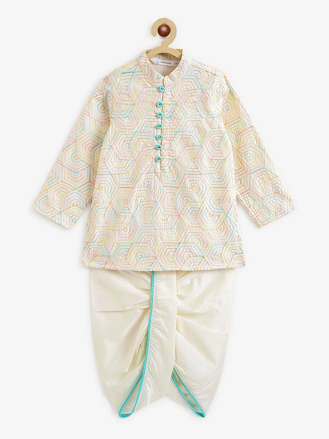 Campana Boys Embroidered Regular Thread Work Straight Kurta with Dhoti Pants, White
Campana Boys Embroidered Regular Thread Work Straight Kurta with Dhoti Pants, White