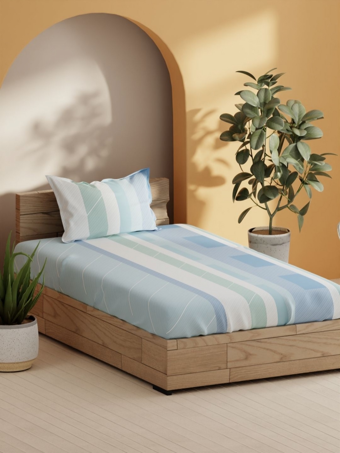 BIANCA Sienna Green & Blue Striped Pure Cotton 144 TC Single Bedsheet Set 2.29 x 1.52 m
BIANCA Sienna Green & Blue Striped Pure Cotton 144 TC Single Bedsheet Set 2.29 x 1.52 m