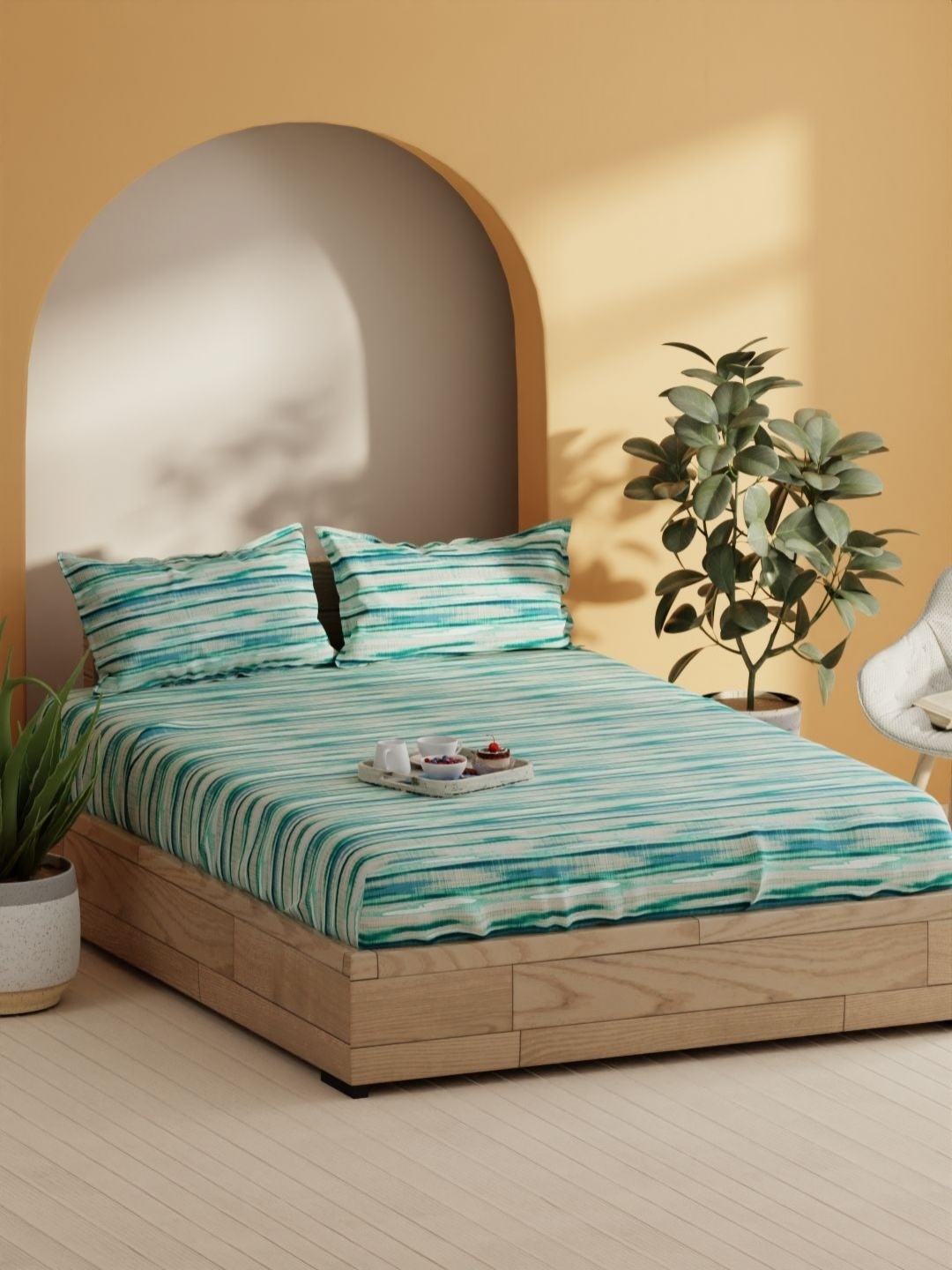 BIANCA Laquasa Green & Blue Printed Pure Cotton 144 TC Queen Bedsheet Set 2.54 x 2.29 m
BIANCA Laquasa Green & Blue Printed Pure Cotton 144 TC Queen Bedsheet Set 2.54 x 2.29 m