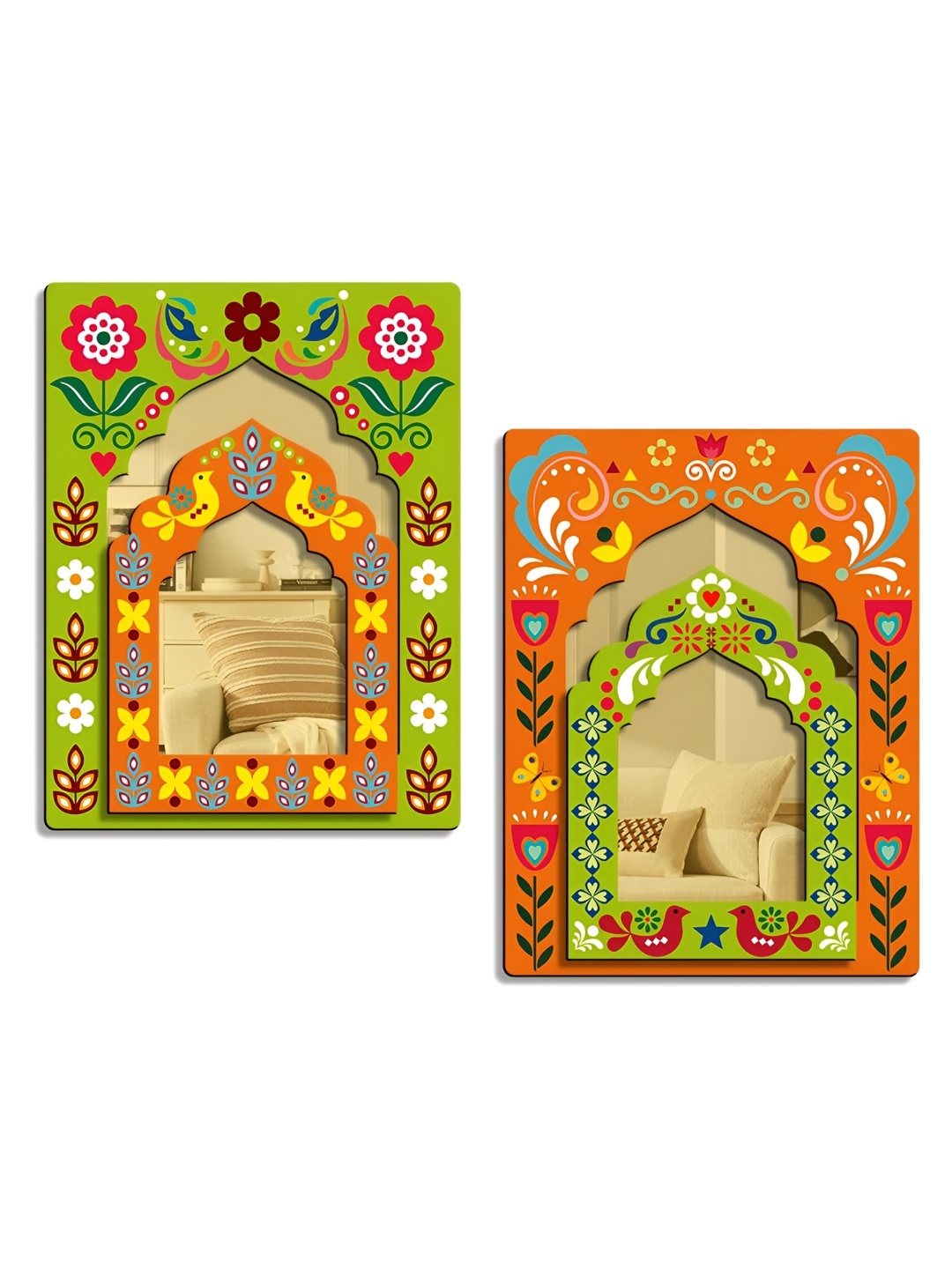 SEHAZ ARTWORKS Orange-Colored & Green 2 Pieces Printed Wooden Jharokha Wall Decor Hangings
SEHAZ ARTWORKS Orange-Colored & Green 2 Pieces Printed Wooden Jharokha Wall Decor Hangings