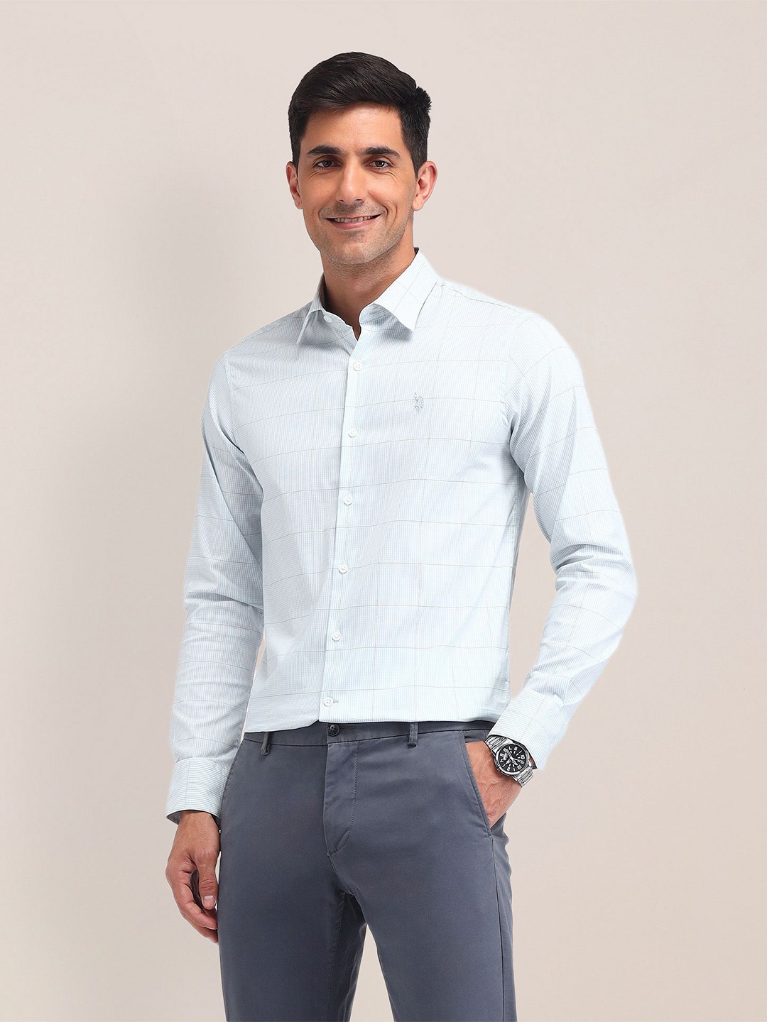 U.S. Polo Assn. Men Classic Checks Printed Cotton Tailored Fit Semiformal Shirt, Blue
U.S. Polo Assn. Men Classic Checks Printed Cotton Tailored Fit Semiformal Shirt, Blue