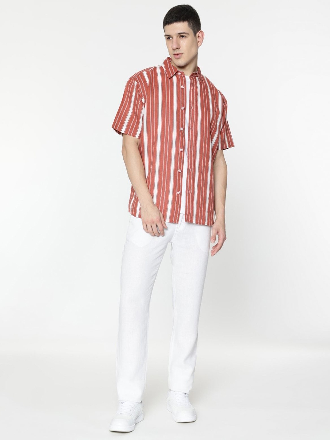 Marks & Spencer Men Spread Collar Vertical Striped Linen Relaxed Fit Casual Shirt, Orange
Marks & Spencer Men Spread Collar Vertical Striped Linen Relaxed Fit Casual Shirt, Orange