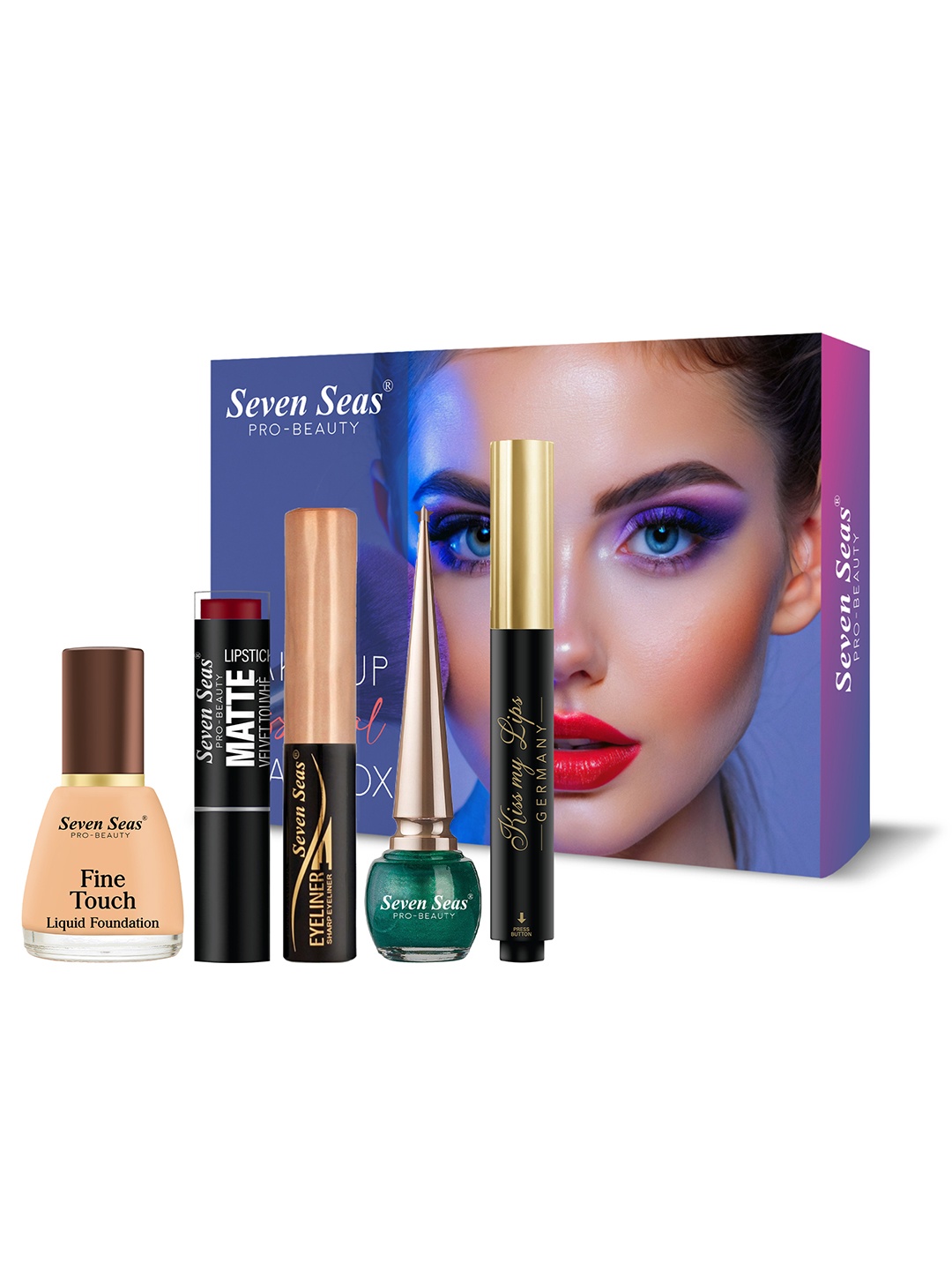 Seven Seas Foundation Velvet Touch Lipstick Lip Balm & 2-Pcs Liquid Eyeliner Makeup Combo, Red
Seven Seas Foundation Velvet Touch Lipstick Lip Balm & 2-Pcs Liquid Eyeliner Makeup Combo, Red