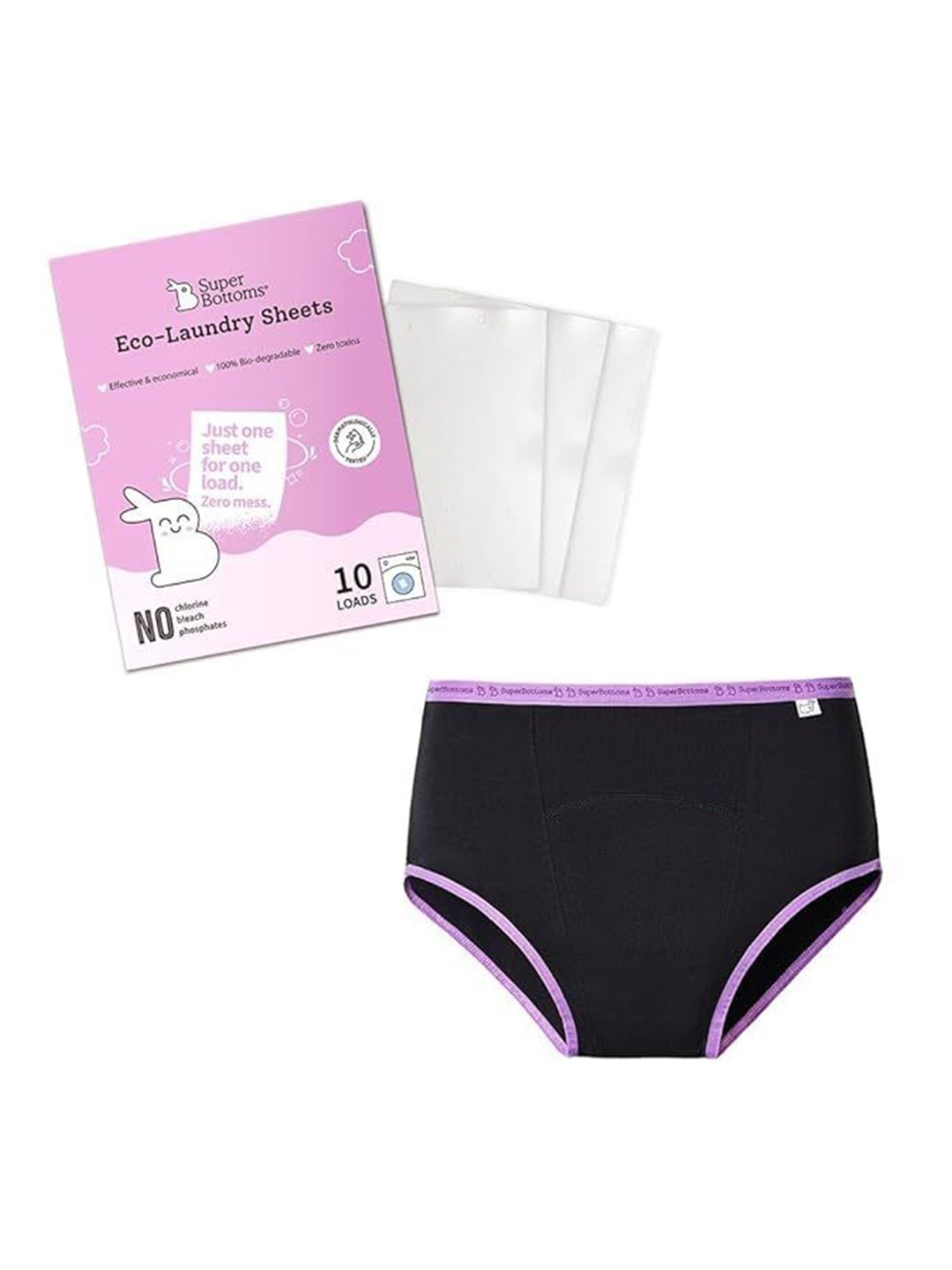 SuperBottoms 10 Detergent Sheets Max absorb Period Underwear High Waist Leak-Free, Black
SuperBottoms 10 Detergent Sheets Max absorb Period Underwear High Waist Leak-Free, Black