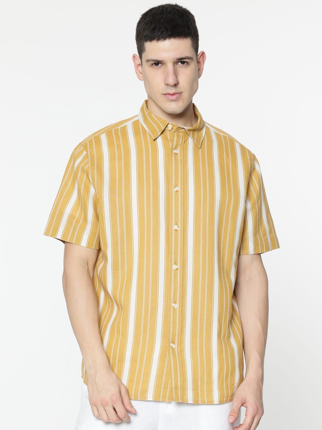 Marks & Spencer Men Spread Collar Vertical Striped Linen Relaxed Fit Casual Shirt, Yellow
Marks & Spencer Men Spread Collar Vertical Striped Linen Relaxed Fit Casual Shirt, Yellow