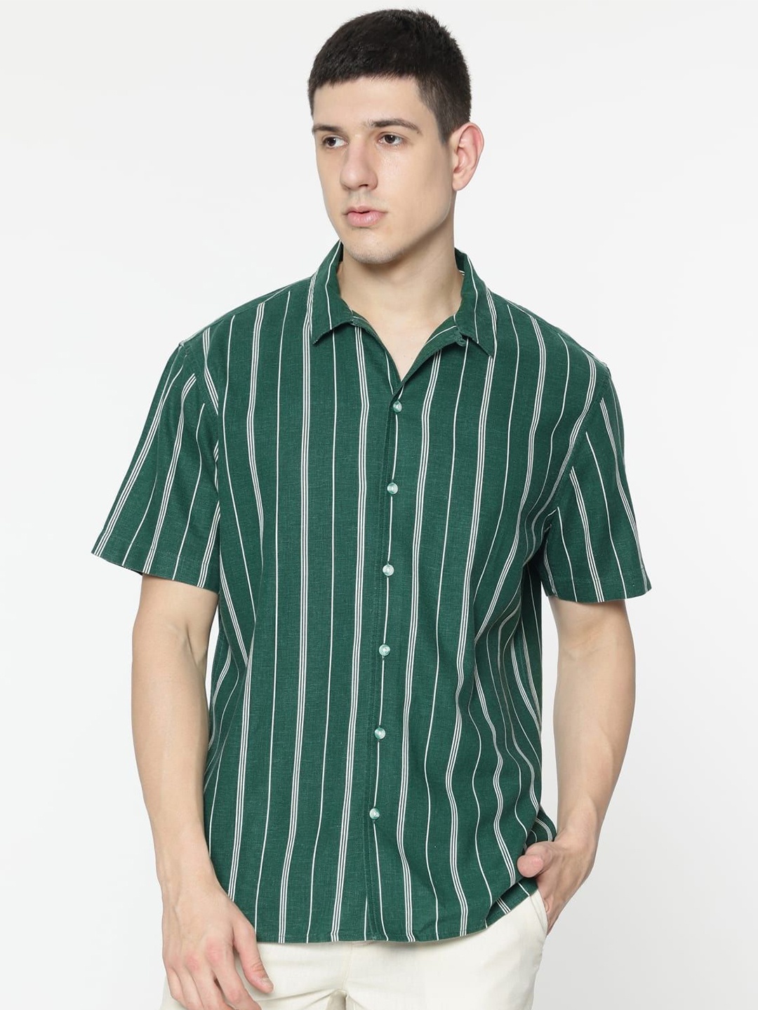 Marks & Spencer Men Spread Collar Vertical Striped Linen Relaxed Fit Casual Shirt, Green
Marks & Spencer Men Spread Collar Vertical Striped Linen Relaxed Fit Casual Shirt, Green