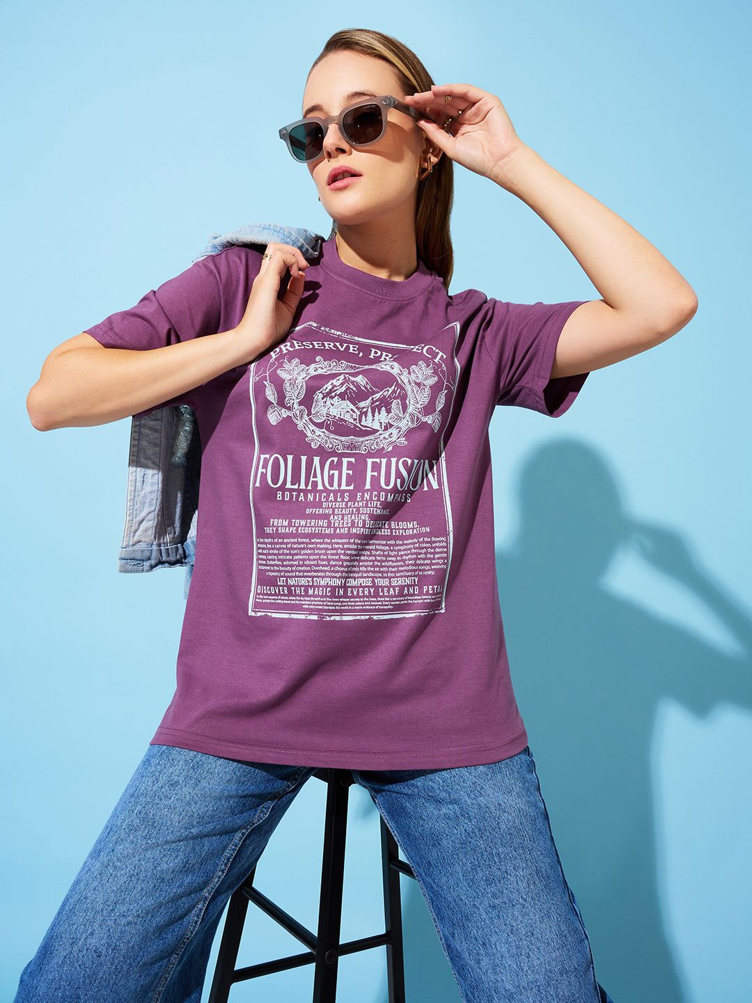 The Roadster Lifestyle Co. Women Graphic Printed Round Neck Cotton Oversized T-shirt, Purple
The Roadster Lifestyle Co. Women Graphic Printed Round Neck Cotton Oversized T-shirt, Purple
