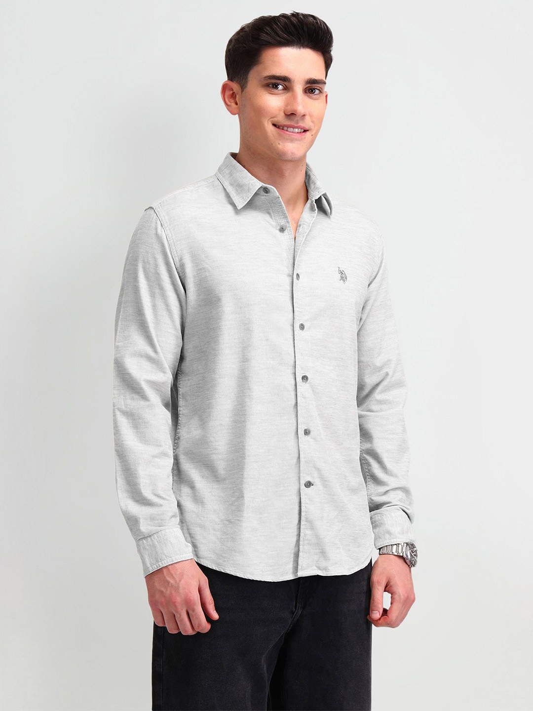 U.S. Polo Assn. Denim Co. Men Manhattan Spread Collar Solid Cotton Slim Fit Casual Shirt, Grey
U.S. Polo Assn. Denim Co. Men Manhattan Spread Collar Solid Cotton Slim Fit Casual Shirt, Grey