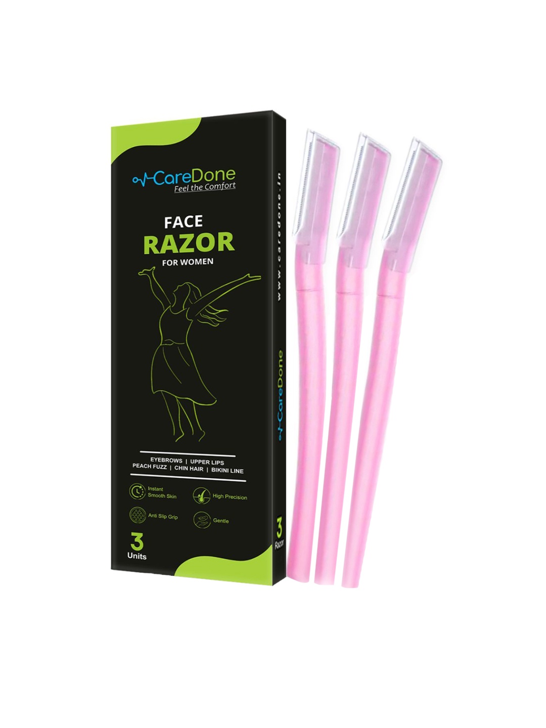 CareDone Set of 3 Pain Free & Safe Face Razor for Eyebrows, Upper Lips, Chin, Side Locks, Pink
CareDone Set of 3 Pain Free & Safe Face Razor for Eyebrows, Upper Lips, Chin, Side Locks, Pink