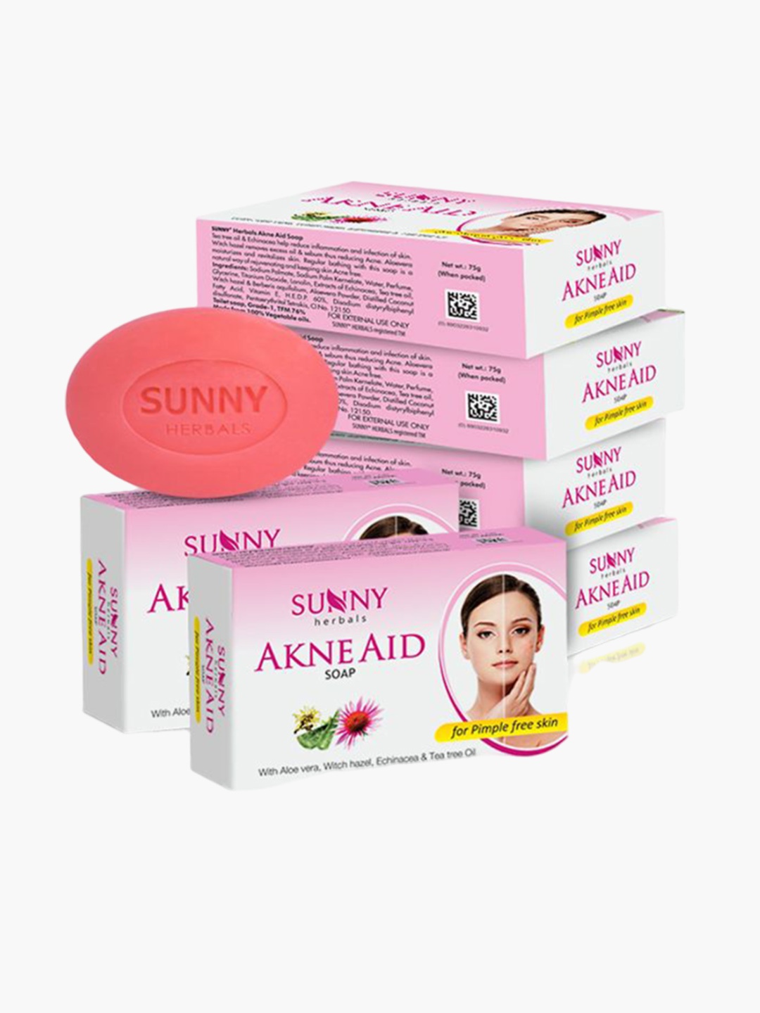 SUNNY HERBALS Set Of 6 Akne Aid Soap Enriched With Aloevera & Tea Tree Oil - 75 g Each, Pink
SUNNY HERBALS Set Of 6 Akne Aid Soap Enriched With Aloevera & Tea Tree Oil - 75 g Each, Pink